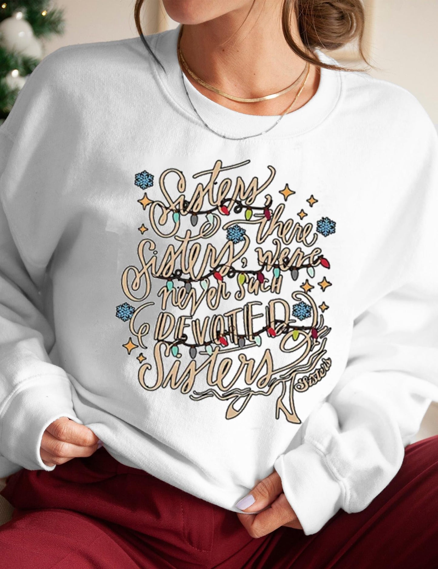 CCOTPRRP Christmas Sweatshirt Womens White Christmas Holiday Shirt Movie Pullover Vacation Graphic Tees Tops(P1,M)