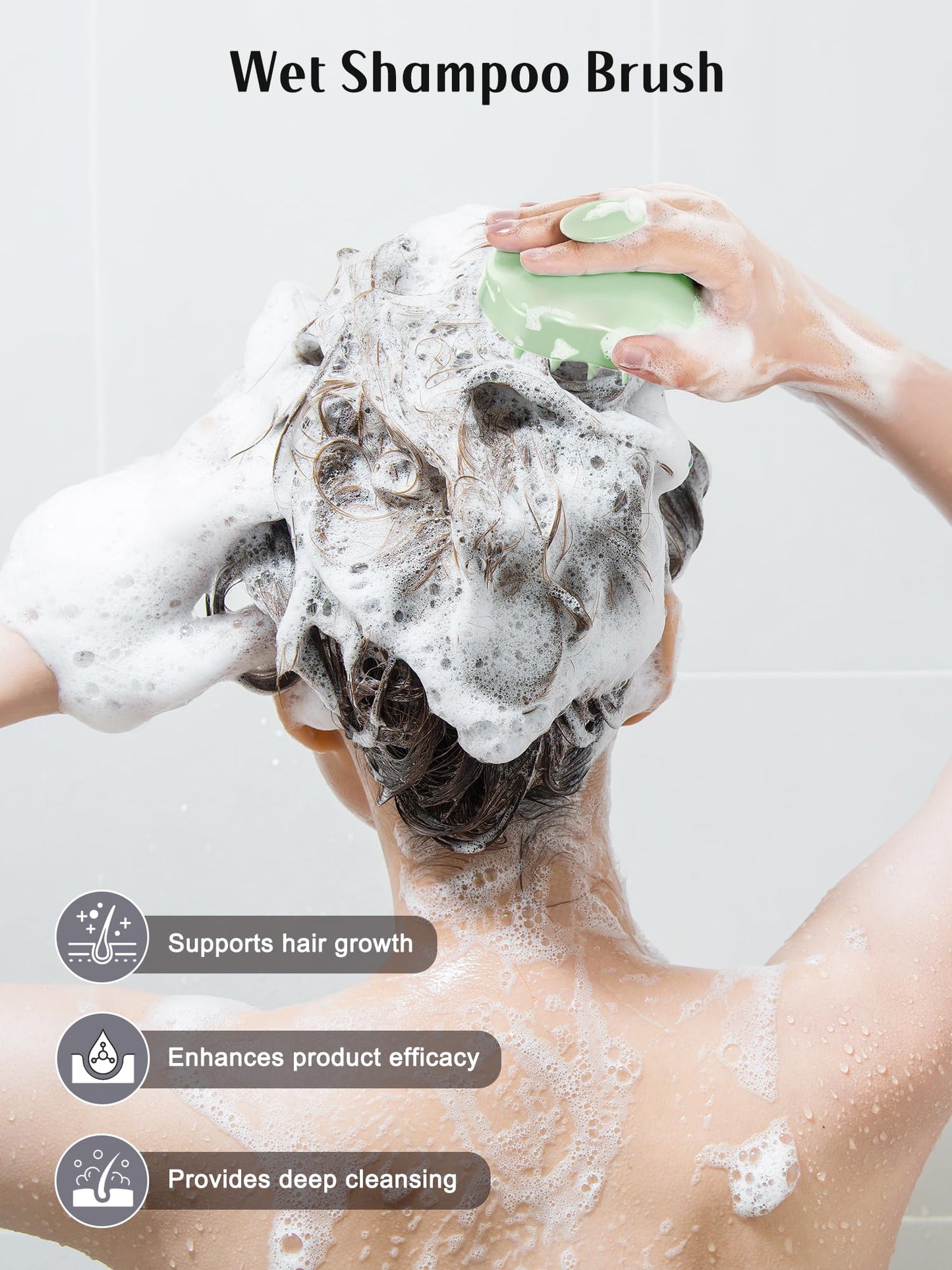 HEETA Scalp Massager Shampoo Brush 2 Pack, Soft Silicone Bristles to Remove Dandruff, Waterproof Scrubber for Wet Dry Hair, Suitable for Men & Women (Light Beige&Green)