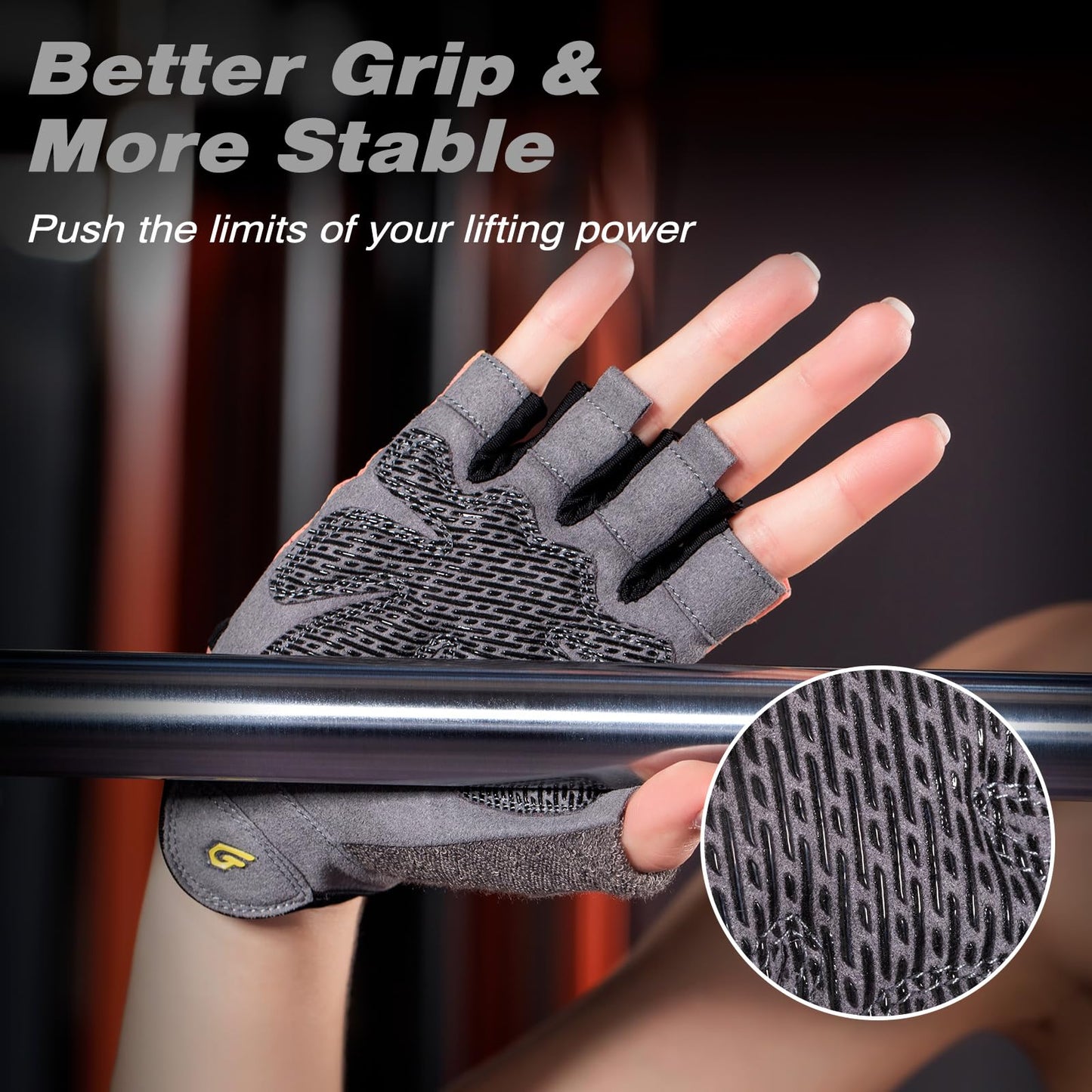 Glofit Workout Gloves for Women and Men, Weight Lifting Gloves Anti-Slip Padded Palm, Light Weight Fingerless Powerlifting Fingerless Gym Gloves for Exercise, Fitness, Training, Cycling