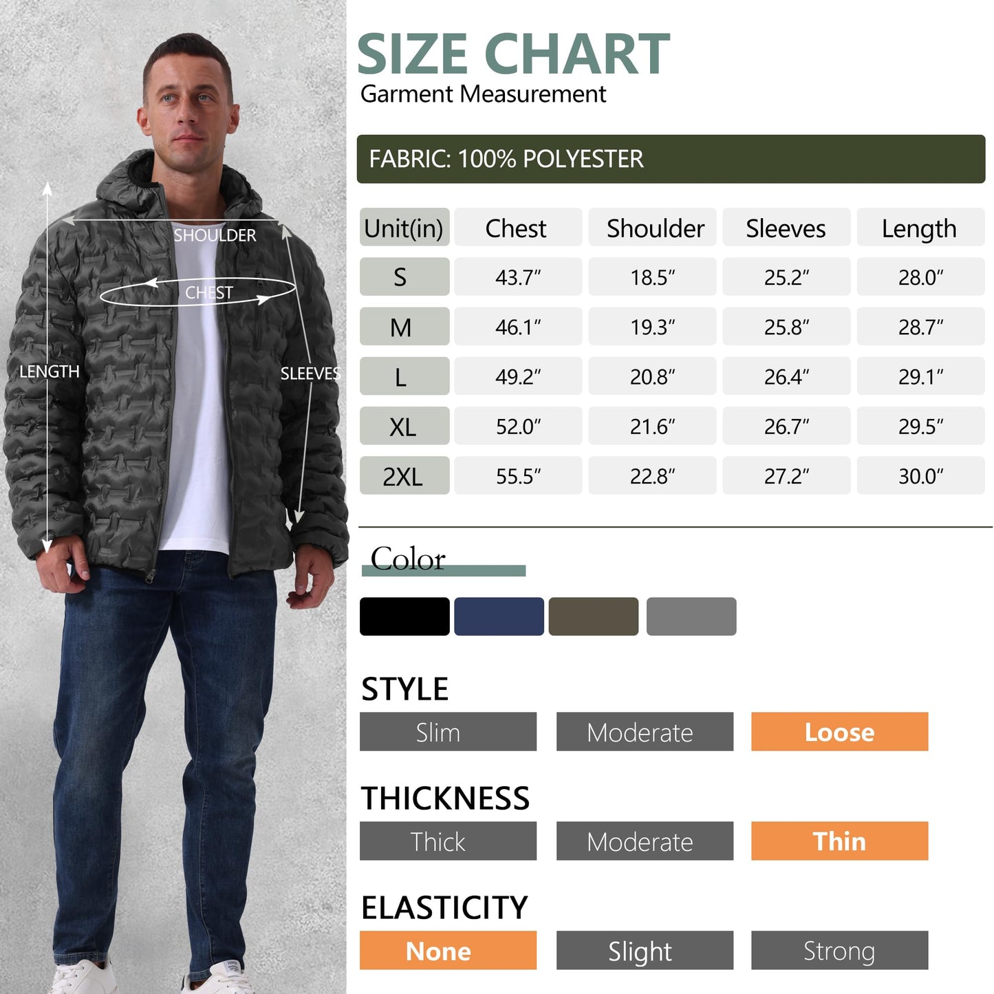 Heihuohua Men's Packable Puffer Jacket Lightweight Hooded Windproof Winter Coat for Travel Running Hiking