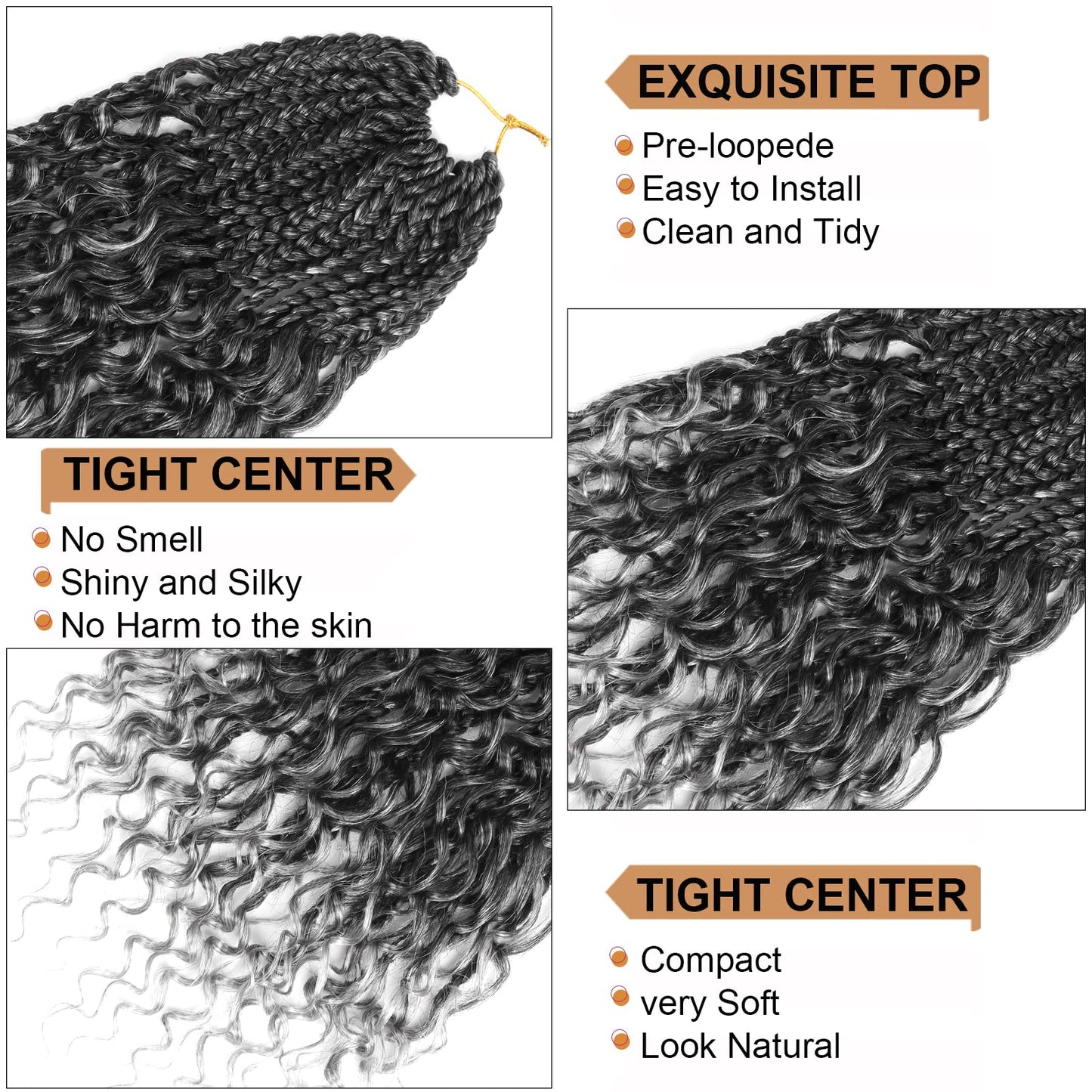 Goddess Box Braids Crochet Hair With Curly Ends 10 Inch Bohomian Box Braids Crochet Braids 8 Packs 3X Crochet Braids Synthetic Braiding Hair Extension for Black Women (10 Inch (Pack of 8), T-Grey)…