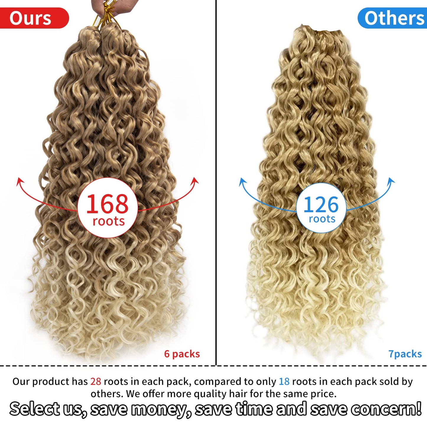 QRHSUKA Curly Crochet Hair GoGo Curl Crochet Hair for Women Ocean Wave Crochet Hair Synthetic Bohemian Crochet Braid Water Wave Crochet hair Extensions (12 inch(Pack of 6), T27/613)