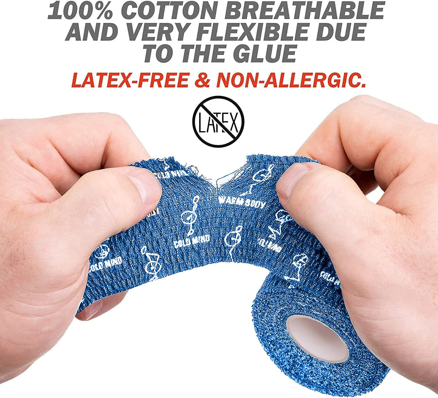 WARM BODY COLD MIND 2" Premium Lifting Thumb Tape for Weightlifting - Hook Grip for Powerlifting, Strength/Cross Training, Deadlift, Weight Lifting, Athletic Finger Wrap (Blue 3 Rolls)