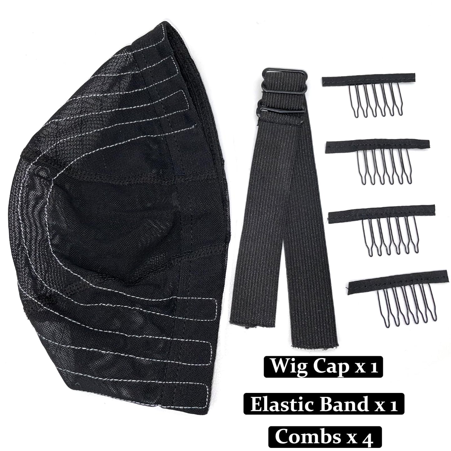 Atimiaza Wig Cap with Guideline Map for Wig Making, Stretchable Mesh Dome Caps with 1 Elastic Band and 4 Wig Combs for Beginners Sewing Wig (Small: 19"-20", 5 * 5 Closure)