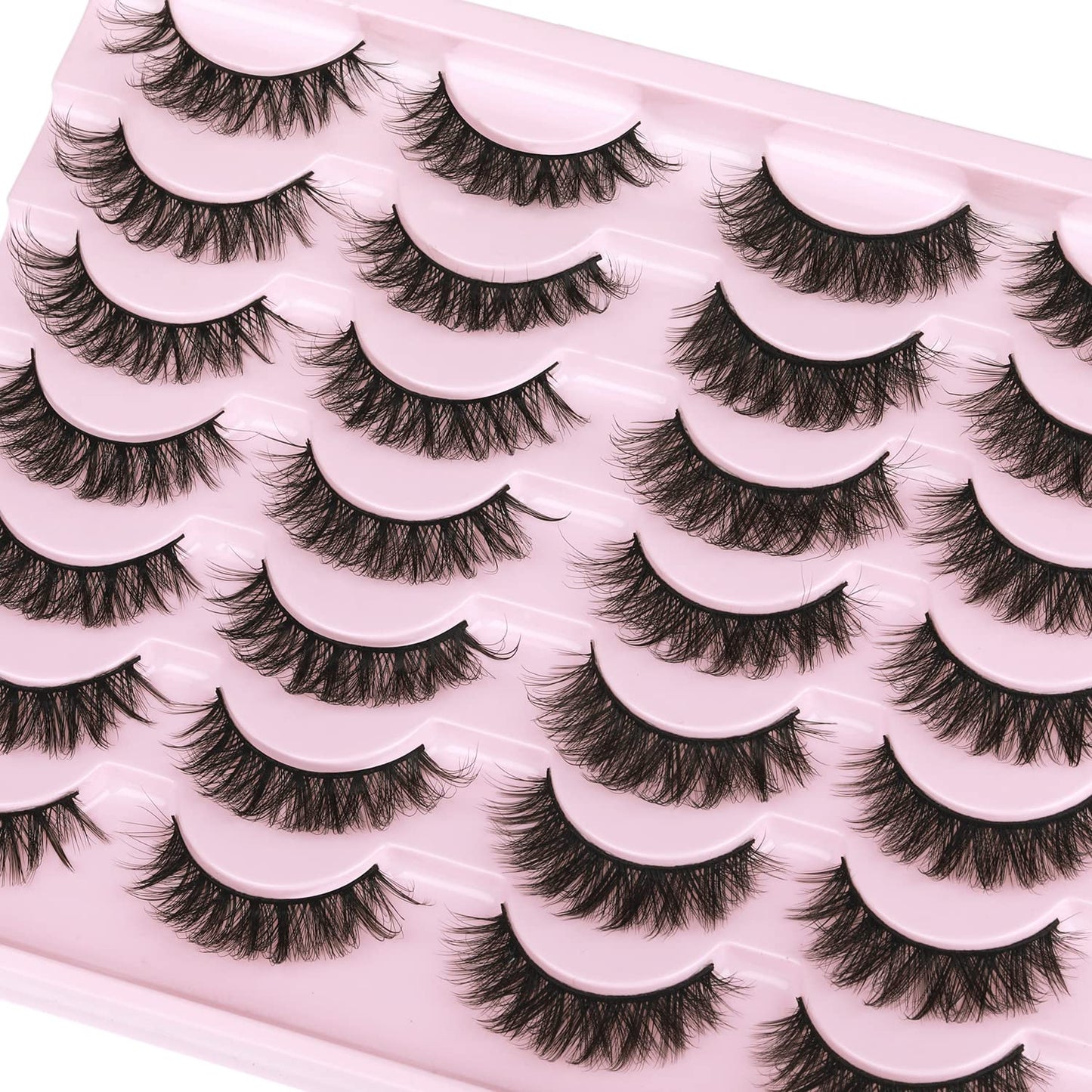 False Eyelashes Natural Look Fluffy Mink Lashes 12mm Short Wispy Lashes 5D Volume Strip Eye Lashes Pack by Kiromiro