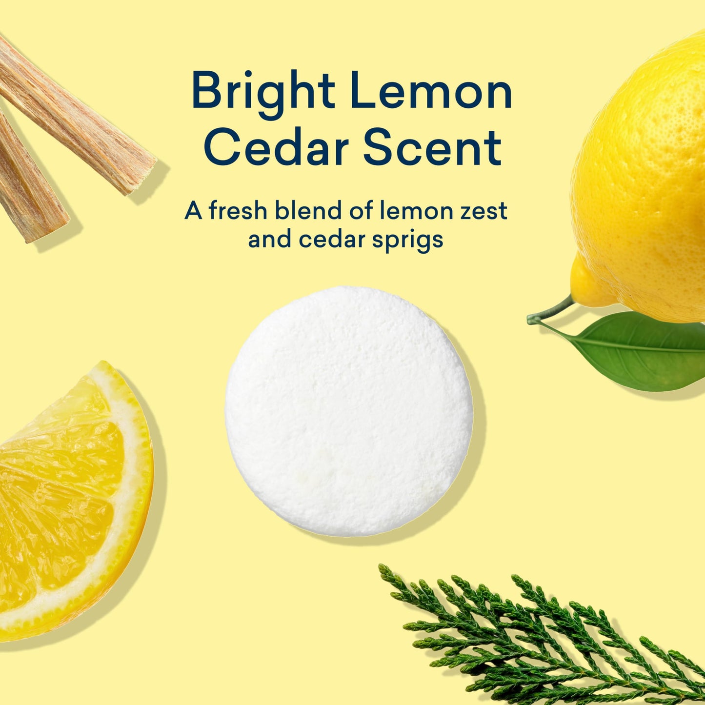 BLUELAND Toilet Bowl Cleaner Tablets, 28 Count, Lemon Cedar, Plastic-Free, No Harsh Chemicals, Plant-Based