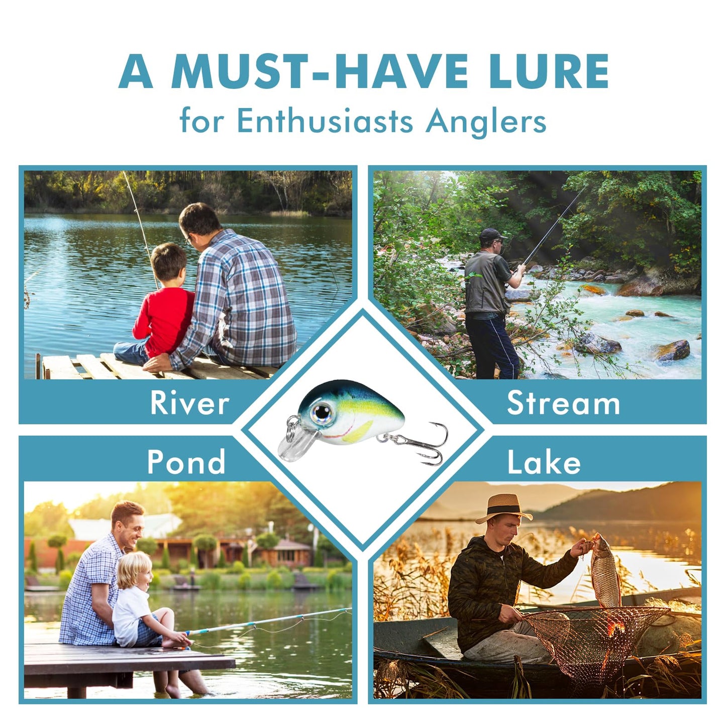 TRUSCEND Crankbaits Fishing Lures Hard Swimbait for Bass Trout Crappie Crank Baits Freshwater and Saltwater