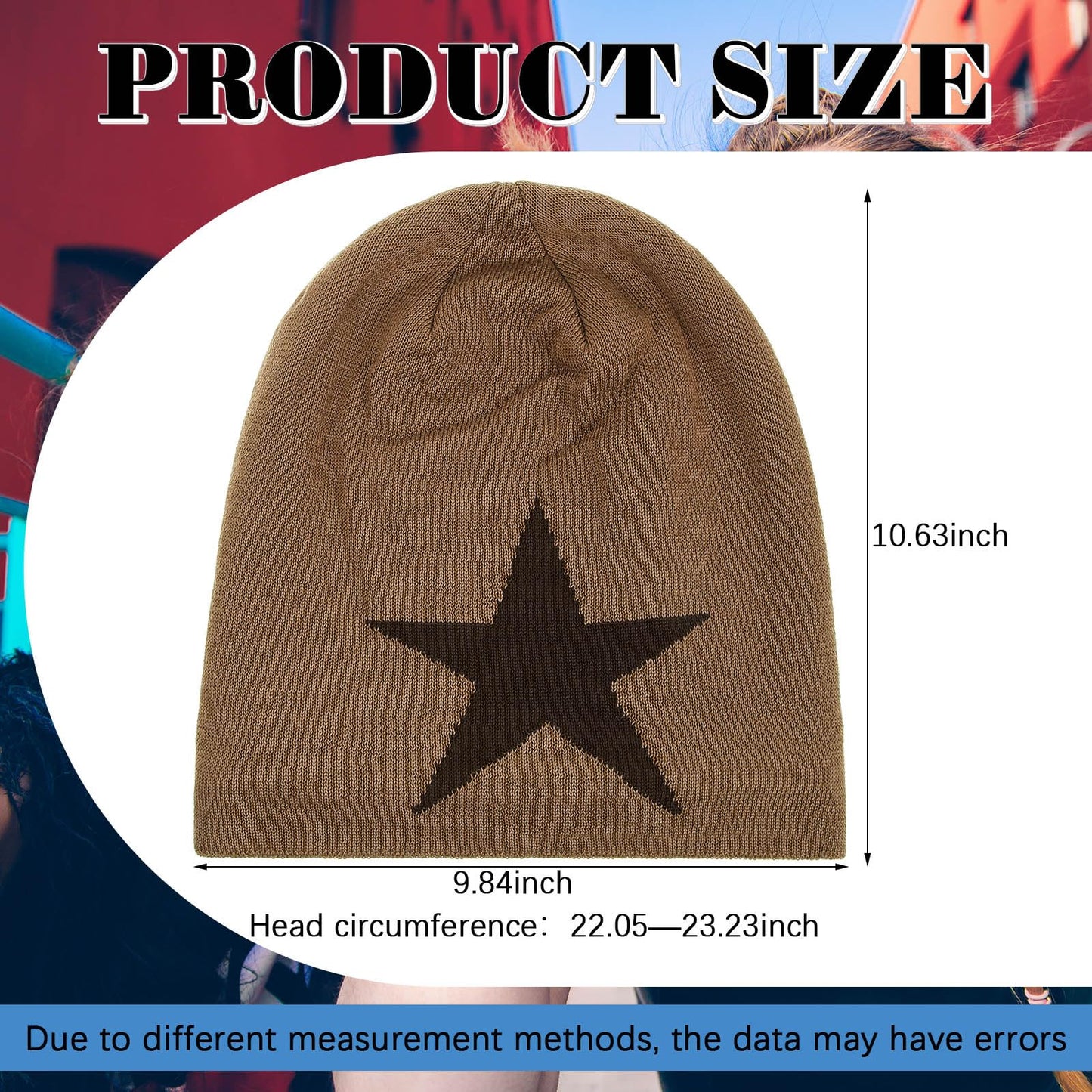 Chuarry 2 Pcs Y2k Hat Grunge Accessories Vintage Goth Graphic Knitted Slouchy Beanies Winter Warm for Men Women Black, Khaki