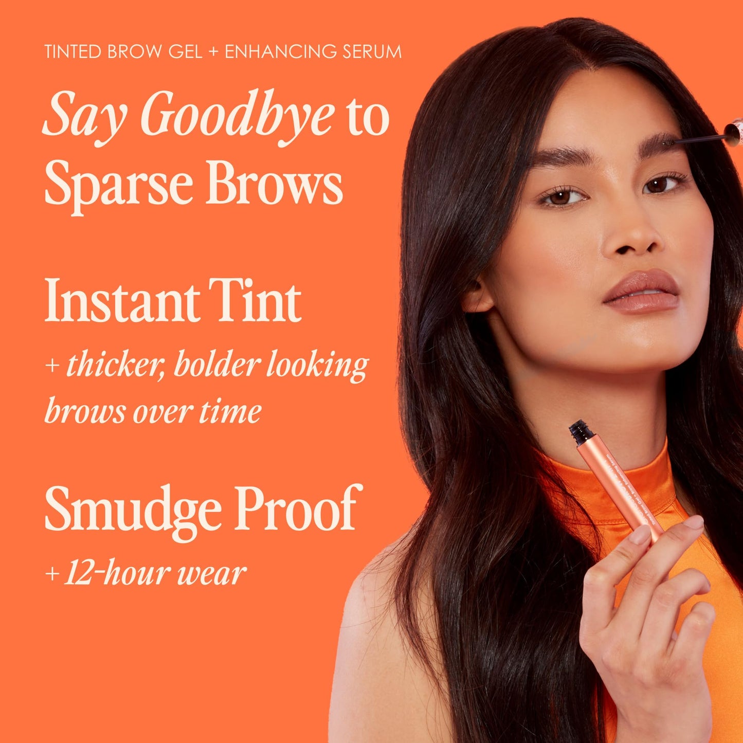 Grande Cosmetics 2-in-1 Tinted Brow Gel + Brow Enhancing Serum, Thick & Darker Brows, Shape & Fill Brows Effortlessly, Medium, Travel Size