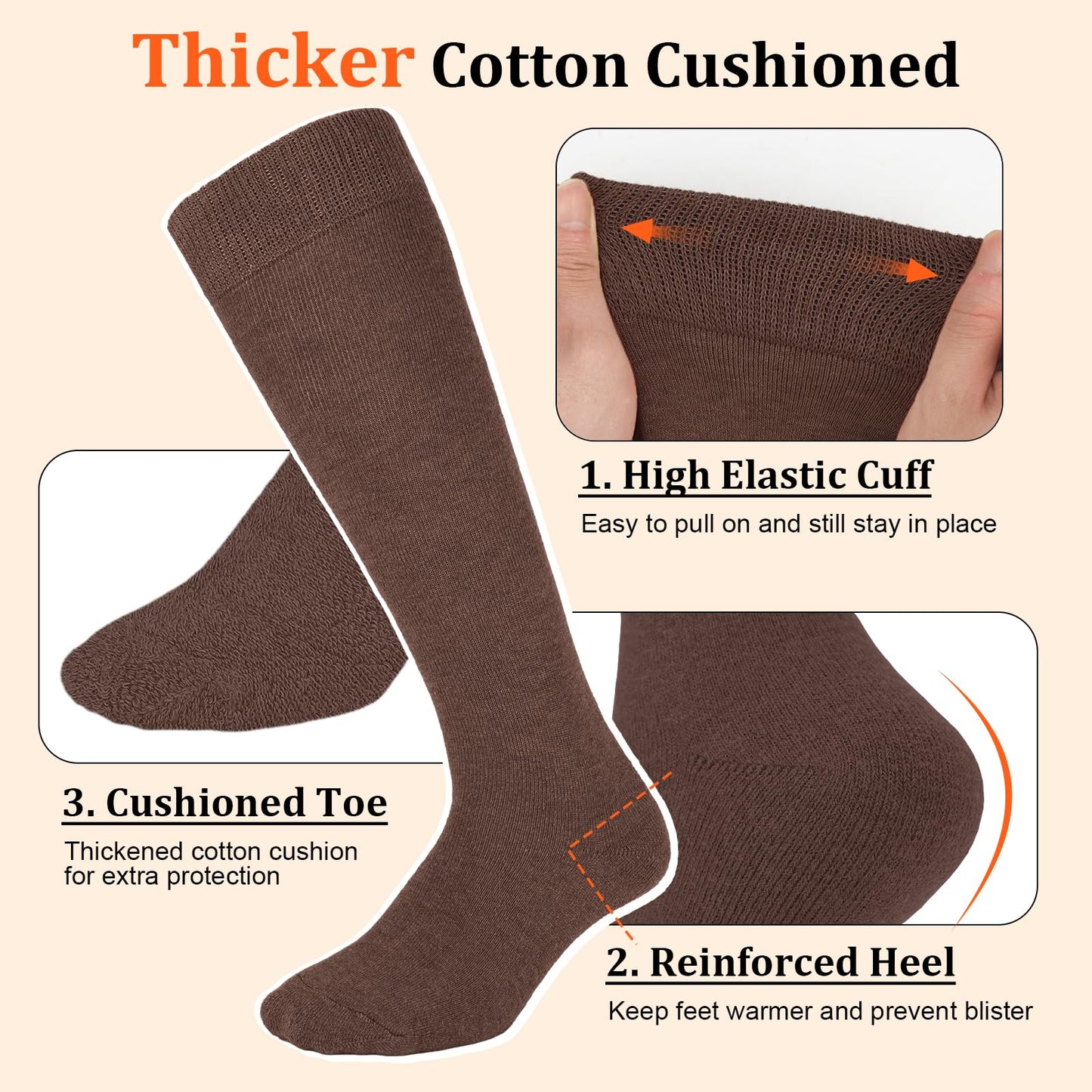 CTHH 3 Pairs Warm Knee High Socks for Women - Thick Thermal Boot Socks for Hiking, Running, Work, Gifts, Winter