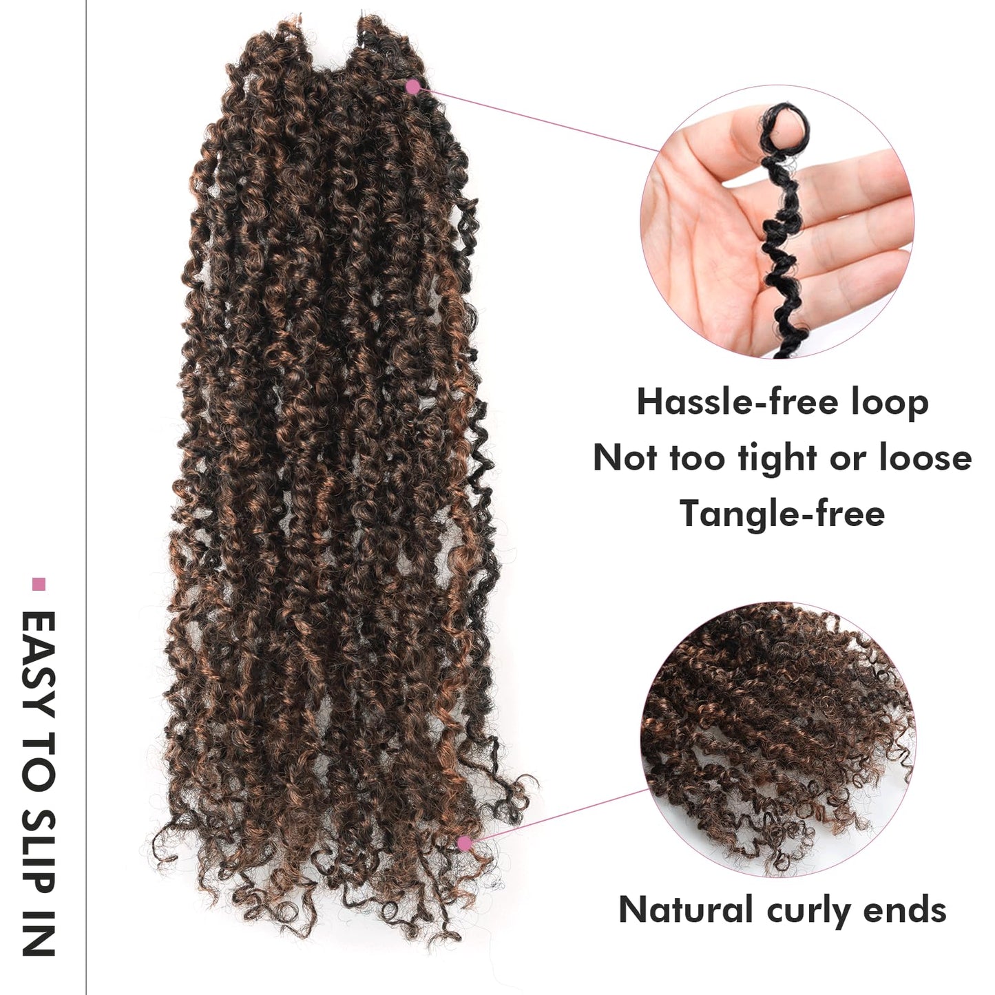 Toyotress Yanky Twist Crochet Hair - 8 Inch 2 Packs (30 Strands/Pcs) Fluffy Spring Mini Twist Passion Twist, Black Mix Copper Pre-Looped Crochet Braids Braiding Hair (8 Inch, F1B/350-2P)