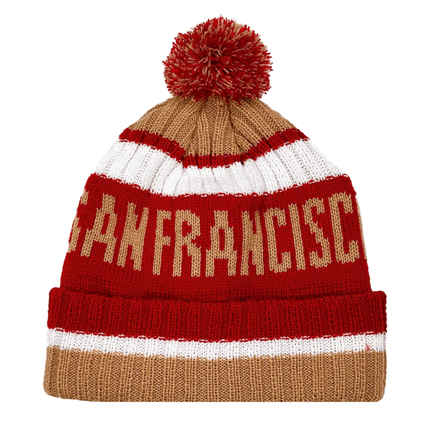 San Francisco Beanie Knit Hat with Pom Winter Cuffed Cap Sport Fans Gift
