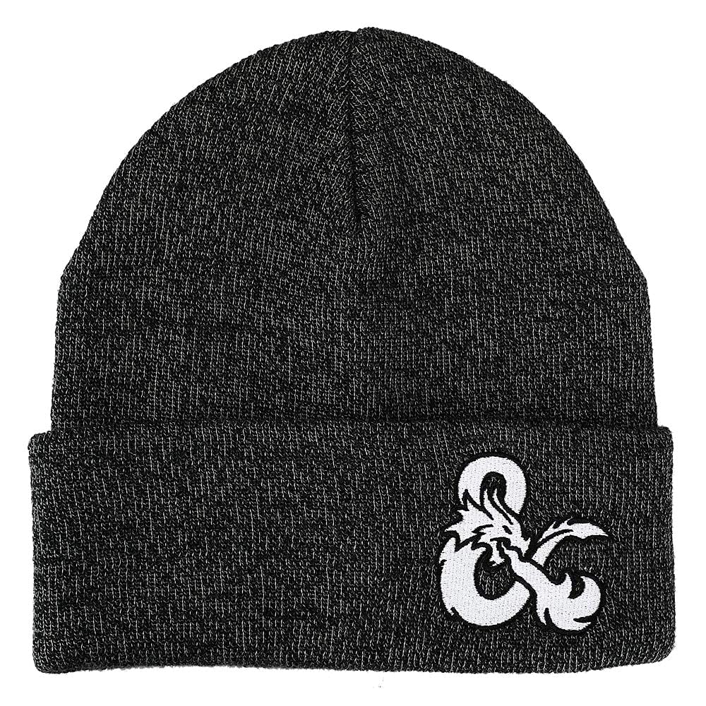 Dungeons and Dragons Ampersands Flat Embroidery Logo Dark Charcoal Acrylic Knit Winter Beanie Hat