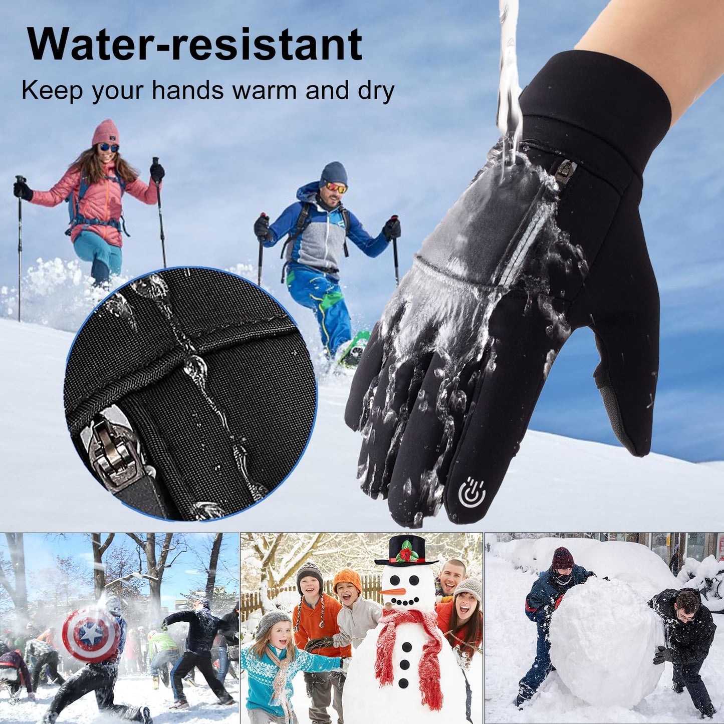 weiatas Winter Fingerless Gloves for Men Women Touch Screen, Cold Weather Thermal Sport Gloves for Fishing Running Cycling Driving Hiking, Warm Windproof Work Gloves (X-Large)