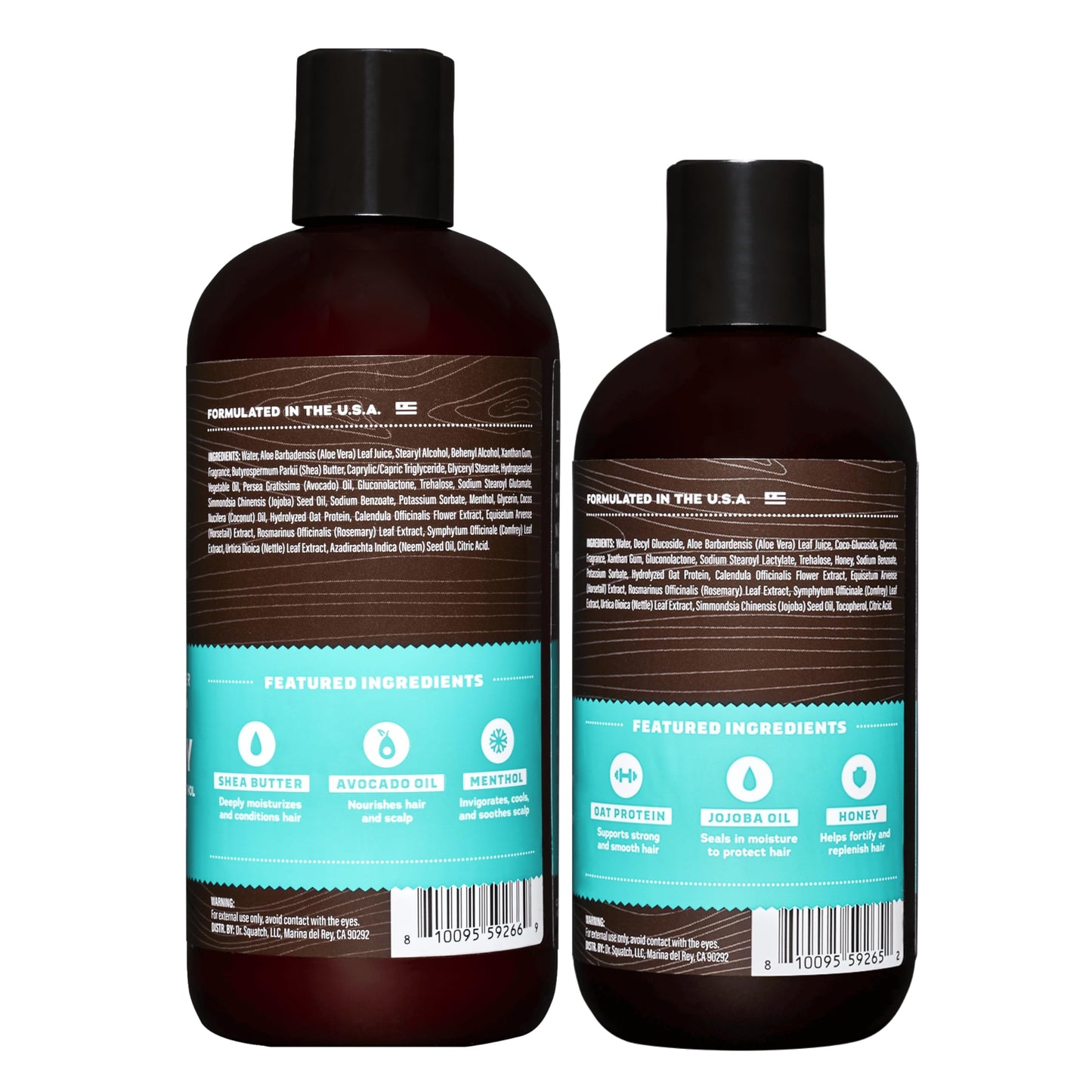 Dr. Squatch Coconut Castaway Men's Shampoo + Conditioner Hair Bundle - Keeps Hair Looking Full, Healthy, Hydrated