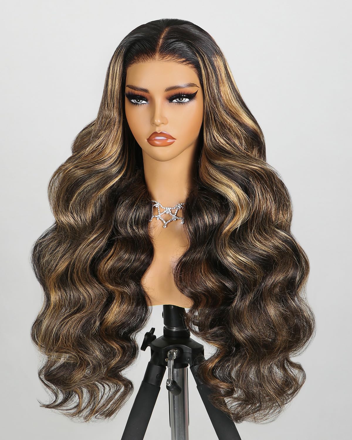MEGALOOK Balayage Glueless Wig Human Hair Pre Plucked Pre Cut 6x5 Closure Wigs Human Hair Highlight Ombre Ready to Go Glueless Wigs Body Wave Wig Bleached Tiny Knots 1b/27 18 Inch