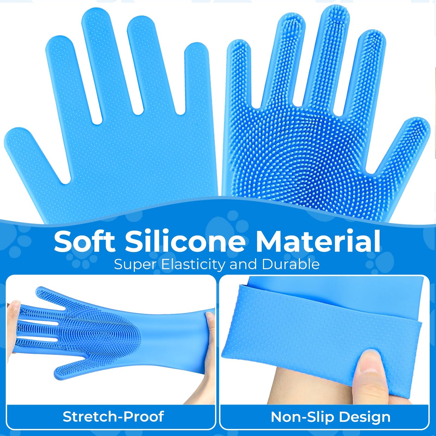 IDQQUQQ 2PCS dog washing gloves and dog bath brush, 2-in-1 pet shower set | Suitable for dogs, cats, bath massage, and pet grooming