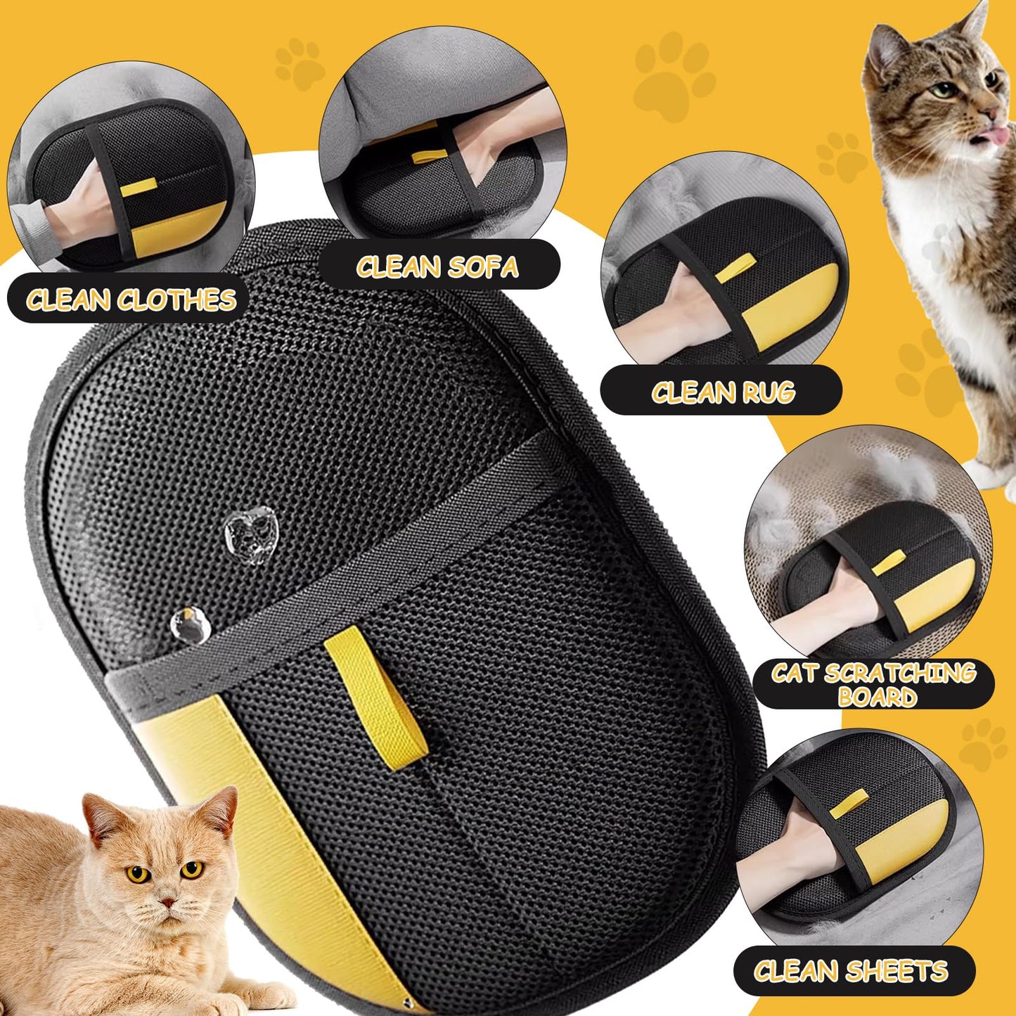 Yostyle Electrostatic Pet Hair Remover Glove - Reusable Electrostatic Pet Hair Removal Gloves for Couch, Carpet, Double Sided Grooming Glove for Cat & Dog Hair, Upgraded Static Removal Tool (1)