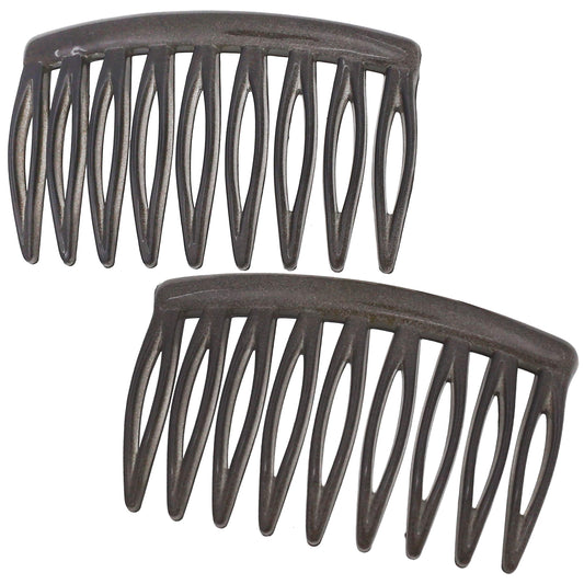 Camila Paris CP3110 French Hair Side Comb, Small, Curved Gray French Twist Hair Combs Decorative, Strong Hold Hair Clips for Women Bun Chignon Up-Do Styling Girls Hair Accessories, Made in France