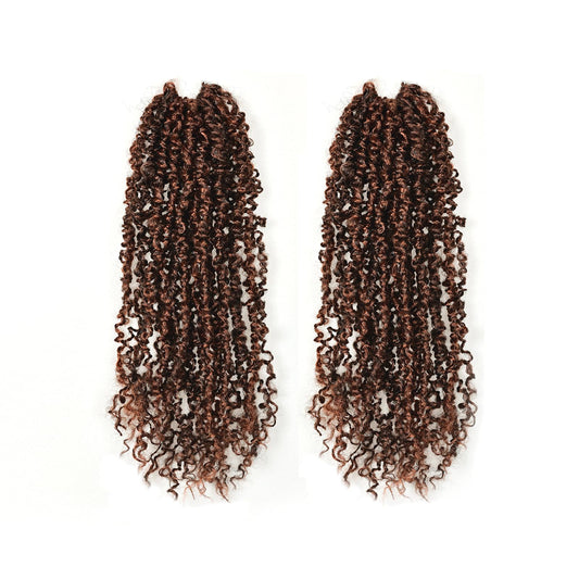 Toyotress Yanky Twist Crochet Hair - 8 Inch 2 Packs (30 Strands/Pcs) Fluffy Spring Mini Twist Passion Twist, Black Mix Brown Pre-Looped Crochet Braids Braiding Hair (8 Inch, F1B/30-2P)