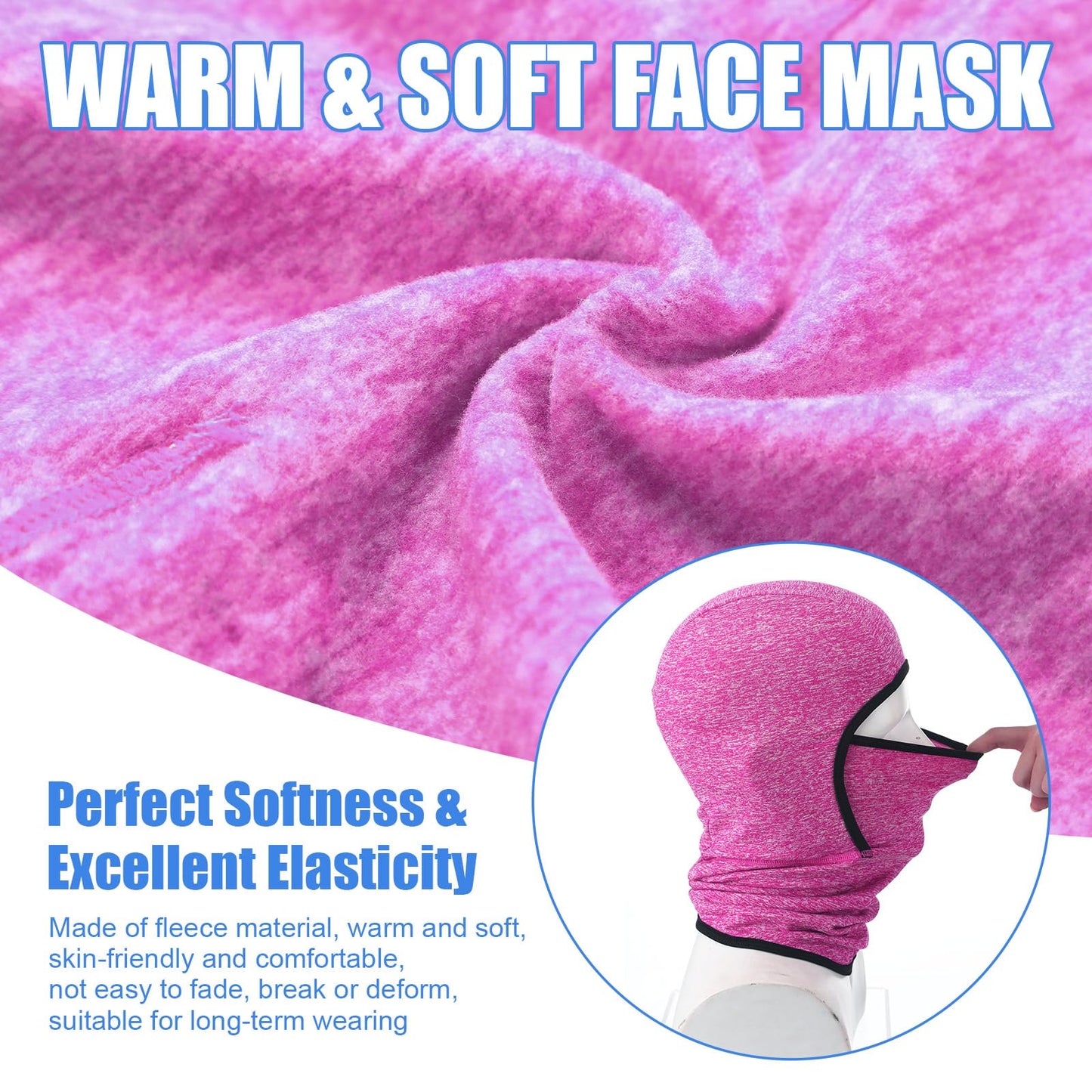 Syhood Kids Balaclava Face Mask Winter Ski Hat Face Covering Windproof Face Warmer for Cold Weather(Black, Dark Gray,Navy Blue,Rose Red,4)