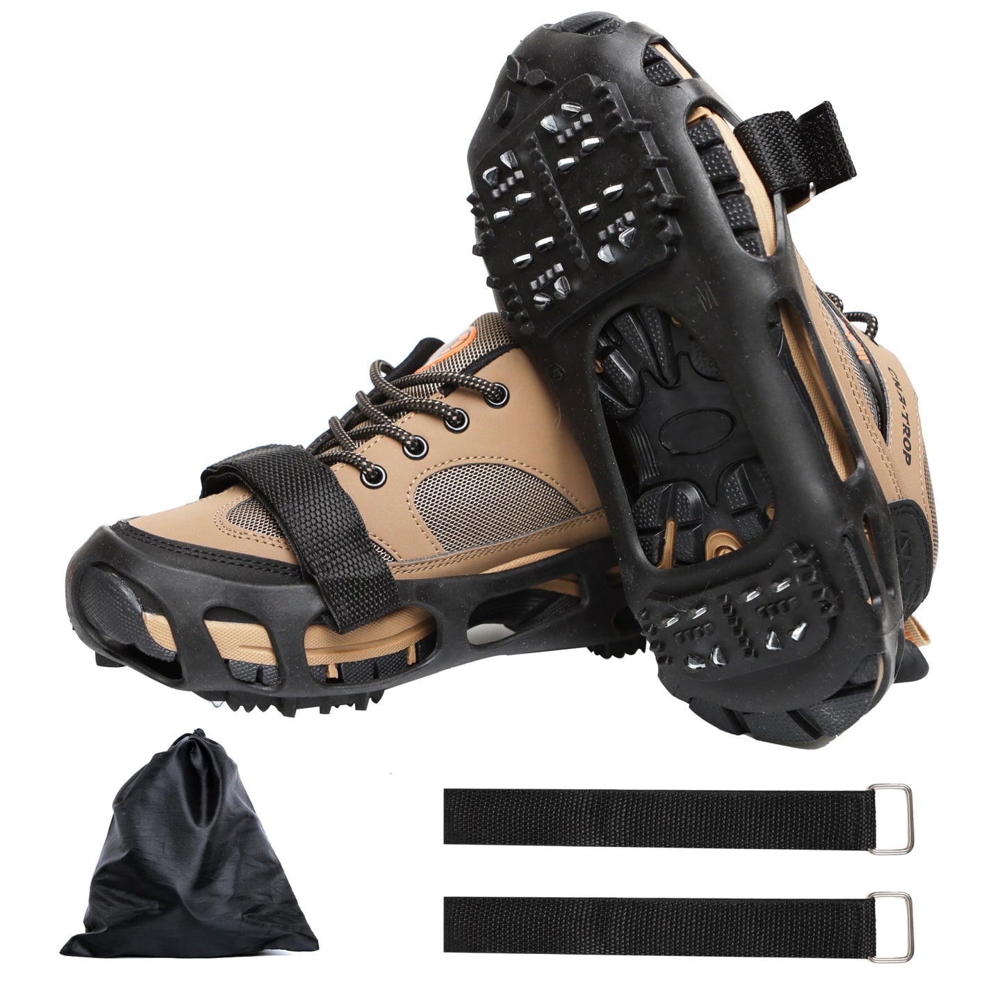Ice Cleats Traction Crampons 24Teeth for Winter Shoes and Boots Ice Grips Walking on Snow Anti-Slip Ice Cleats with Adjustable Straps (XL(10-13 men/11.5-14 Women))