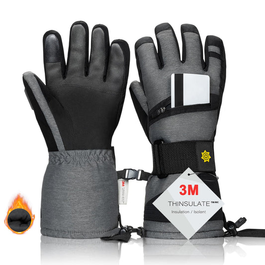 Solaris Waterproof Warm Ski Gloves, 3M Winter Cozy Thinsulated Snow Gloves for Skiing, Snowboarding, Shoveling, Cycling, Outdoor Sports, Great for Ski Lover