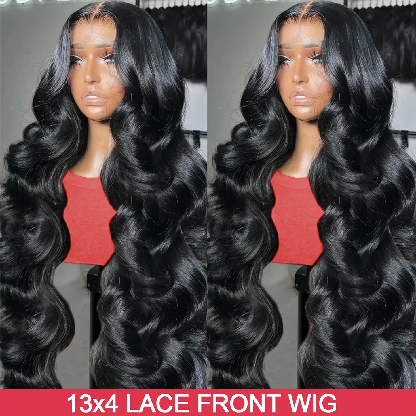 haha Body Wave Lace Front Wig Human Hair Pre Plucked 180% Density HD Transparent Lace Frontal Wigs Human Hair 13x4 Lace Front Glueless Human Hair Wigs For Women Black Bleached Knots Baby Hair 20 Inch