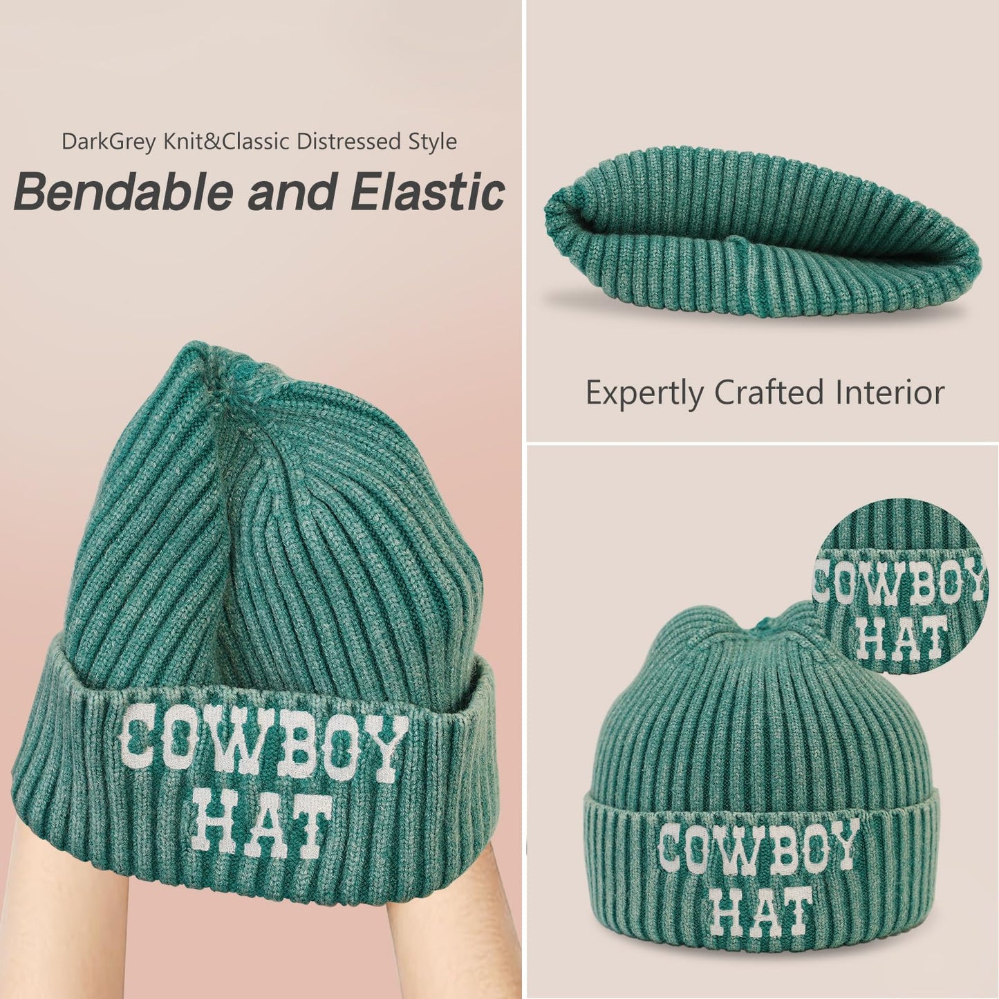 Mladahat Cuffed Beanie Knit Hat Unisex Knit Cap with Soft Acrylic Winter Beanie Hat Green
