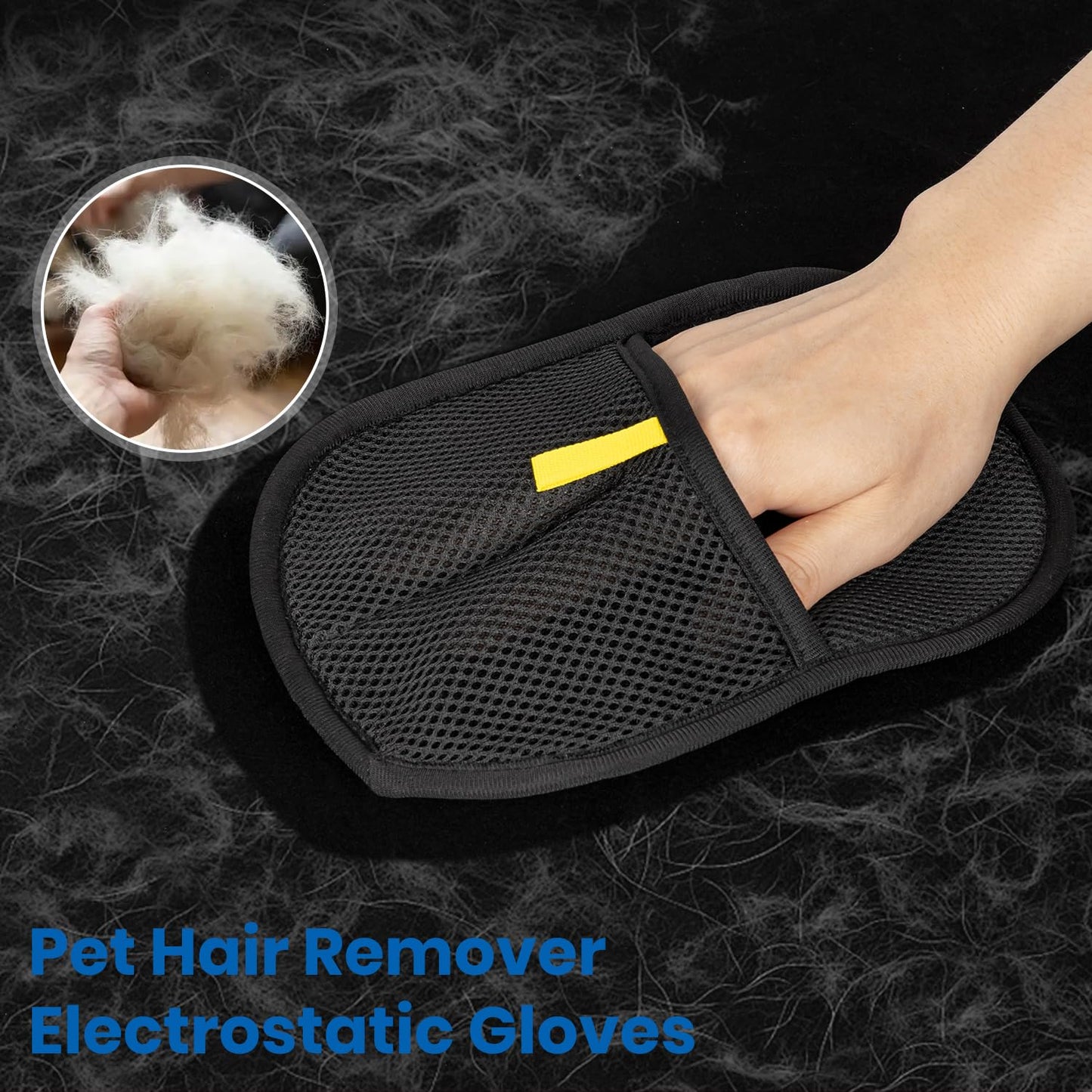 Clussbin 2Pcs Pet Hair Removal Glove, Electrostatic Gloves Pet Hair, Reusable Cat Hair Remover Glove, Furniture, Carpet, Car Seat, Upgraded Animal Fur Removal Tool, Cat Grooming Gloves