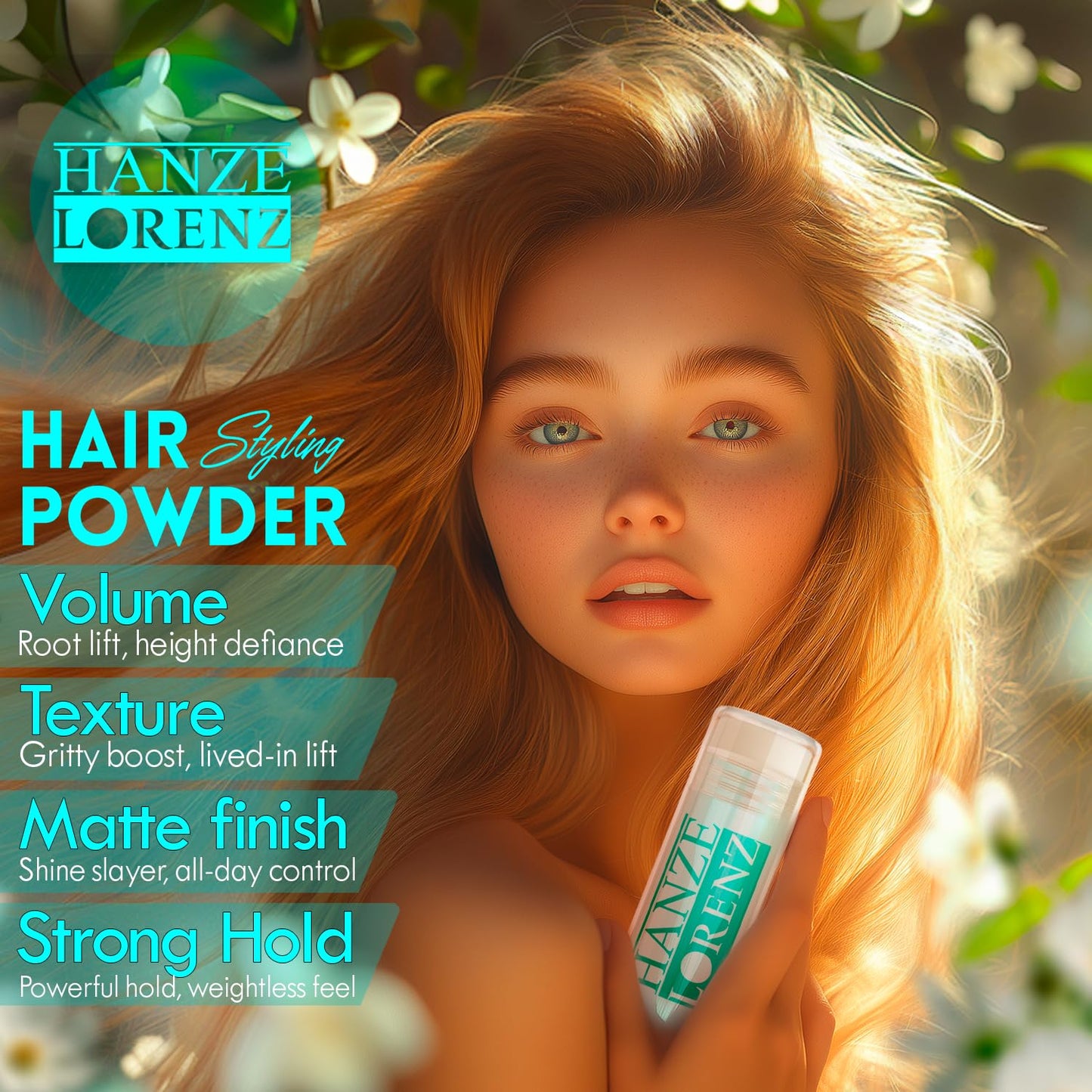 Hanze Lorenz Hair Powder Volumizer for Women โ Texture Powder for Root Lift & Oil Control, Matte Finish, Strong Hold, No Residue, Fragrance-Free, Antifrizz (12g / 0.42oz)