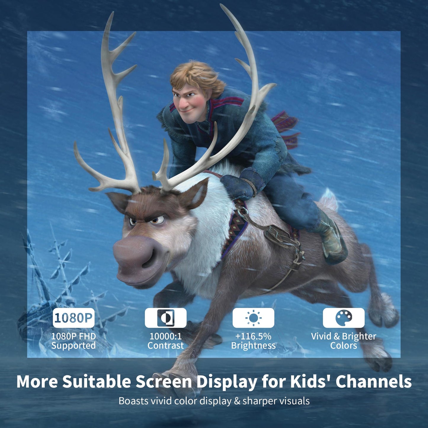 Mini Projector, Portable Projector 4K Support, Full HD 1080P Outdoor Projector, 270° Rotation Movie Projector, Compatible with Smartphone, TV Stick, Laptop, PS4, HDMI, USB (No WiFi or Bluetooth)