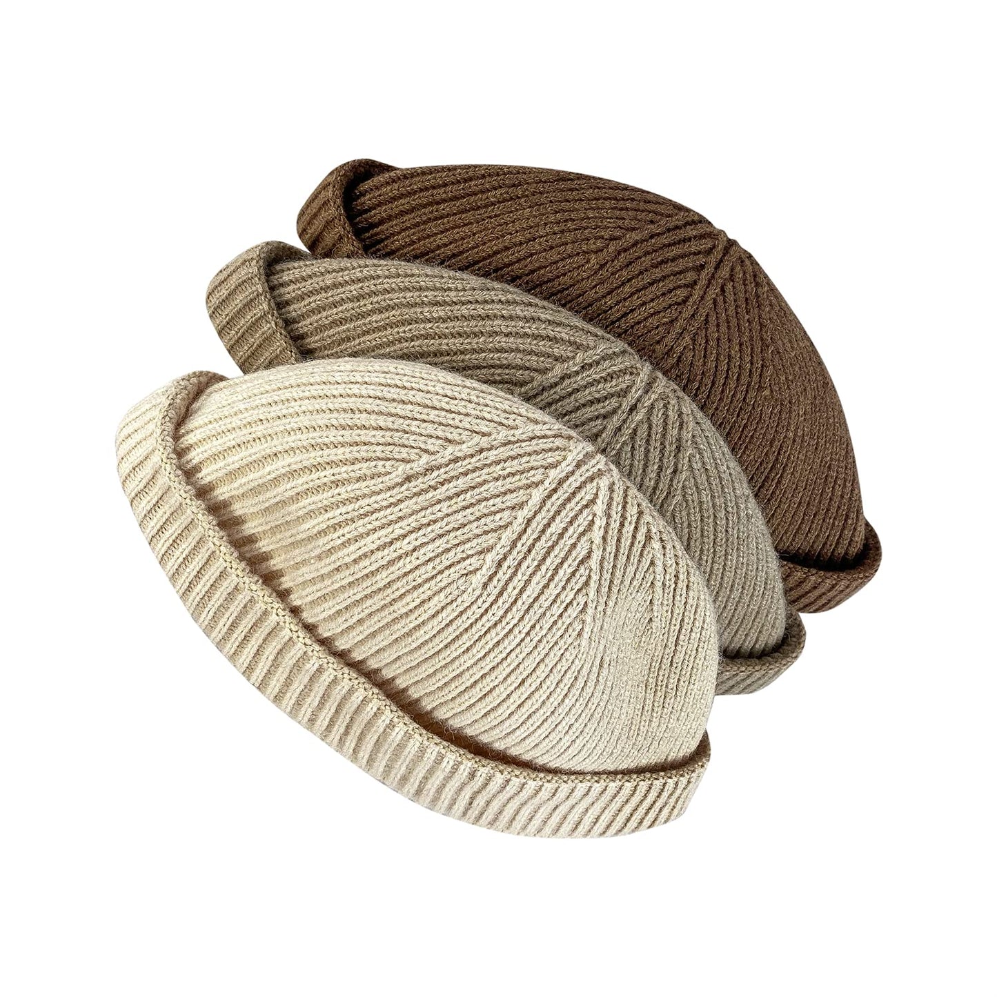 Croogo Docker Hats Round Beanie Hat Casual Lovers Visor-Less Sailor Skullcap Fashion Men's Landlord Hat Winter Hat,Khaki-CT47