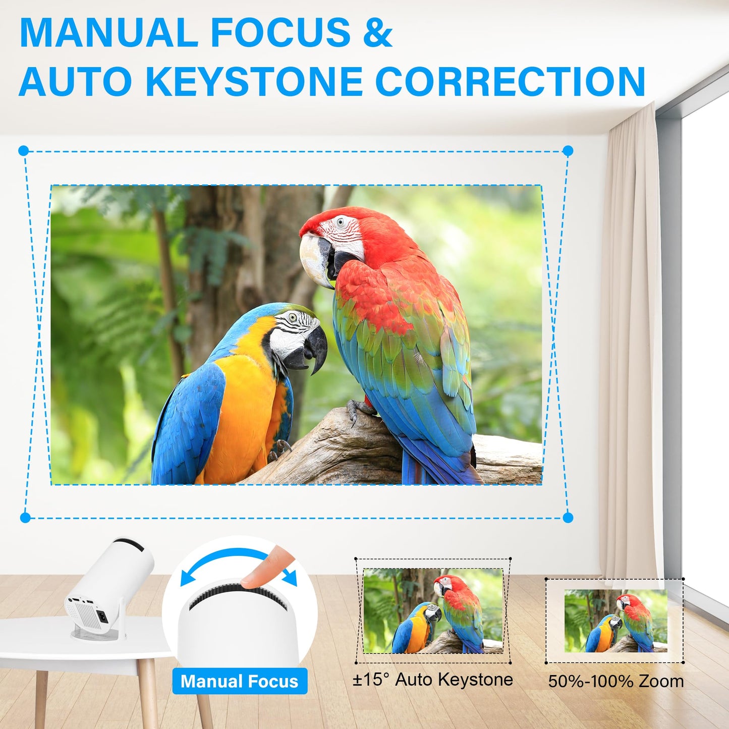 Sanniu Mini Projector, Support 4K 1080P HD Portable Projector with Bluetooth and WIFI Android TV 11, Auto Keystone, 130" Screen Smart Video Projector with Speakers for Home Theater & Outdoor Movie