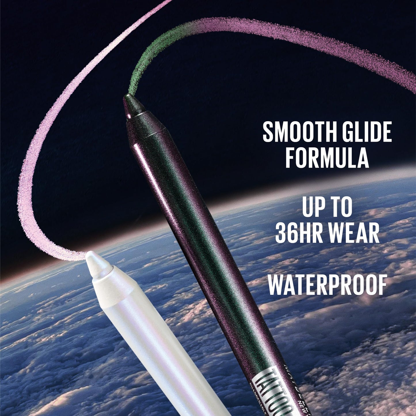 MAYBELLINE Tattoo Studio Long-Lasting Sharpenable Eyeliner Pencil, Glide on Smooth Gel Pigments with 36 Hour Wear, Waterproof, Stardust Chrome, 1 Count