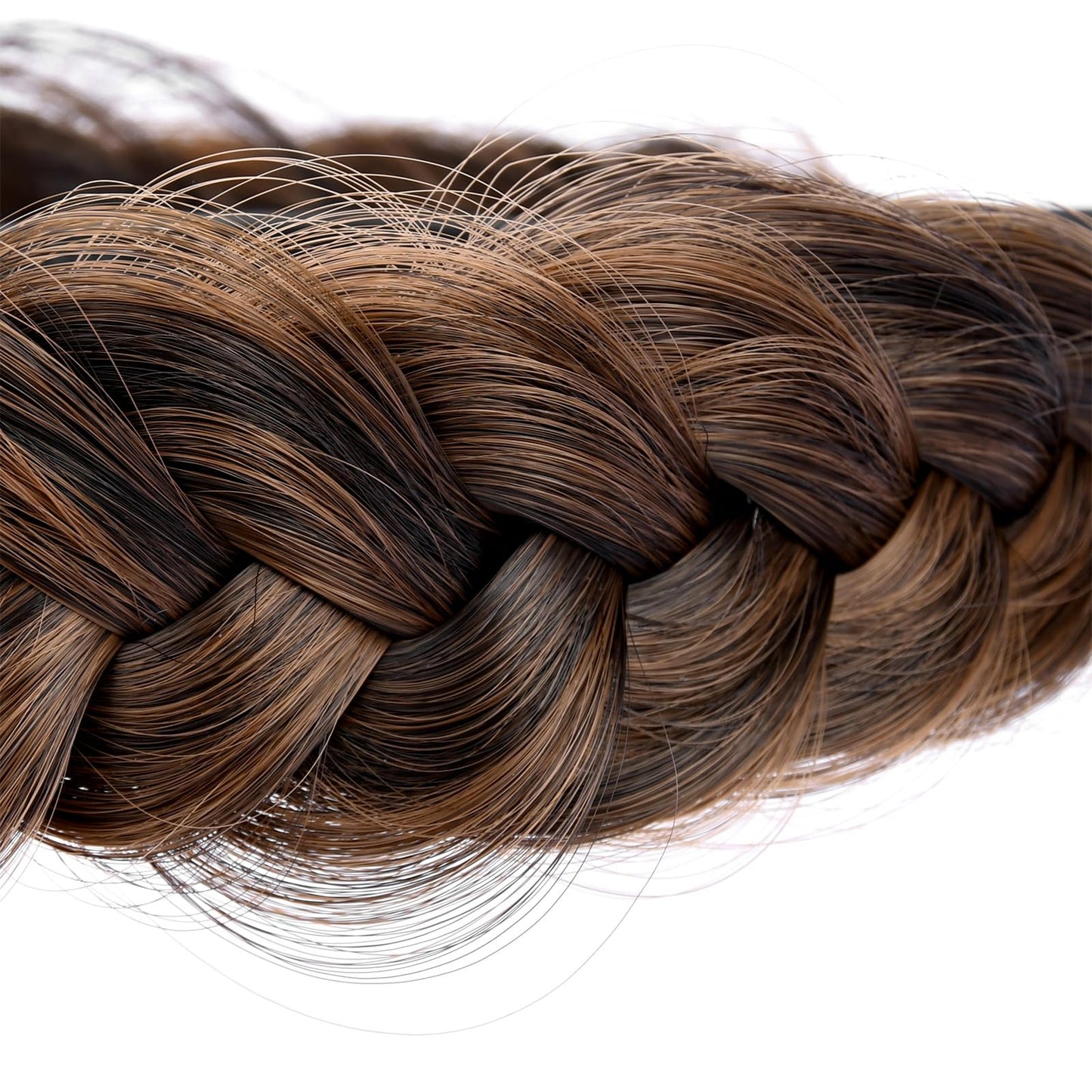 DIGUAN Wide Messy Braided Headband With Teeth Synthetic Hair Plaited Headband High Elasticity Braids Chunky Fishtail Braided Hair Band Hairpiece for Girls Women Beauty Accessory (Copper Brown)