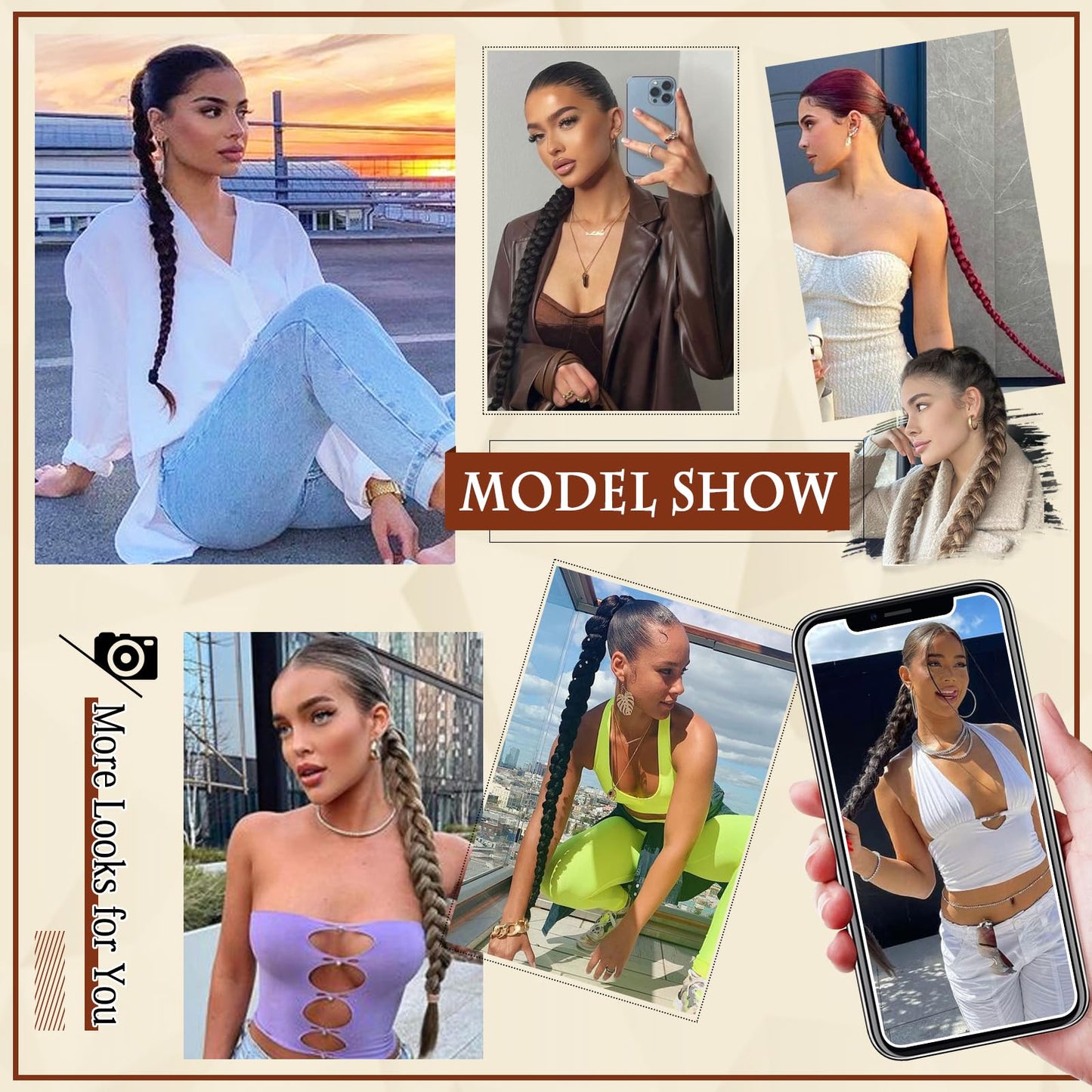 SOFEIYAN Long Braid Ponytail Extension with Hair Tie Straight Sleek Wrap Around Hair Extensions Braid Pony Tail Fluffy Natural Soft Synthetic Hairpieces for Women Daily Wear, 2Pcs 30 inch-Ash Blonde