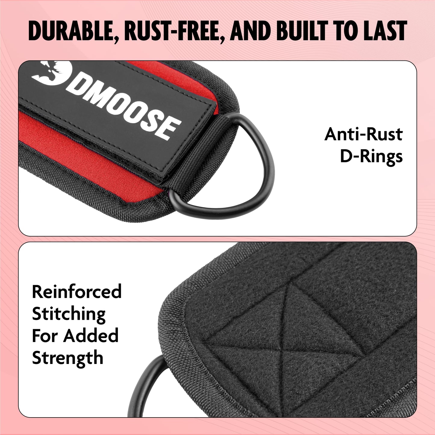 DMoose ankle straps for working out - One Size Fit with Premium Padding, ankle cable straps, leg kickback ankle strap, Booty Workouts, Leg Extension, Hip Abductors