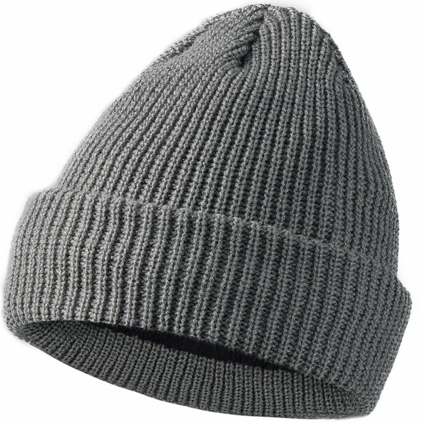 Babalet Reflective Winter Beanie Hats for Women Men Adults, High Visibility Safety Knitted Polar Fleece Lined Black Hat Cap for Running Outdoor Sports Walking Cycling at Night, Grey