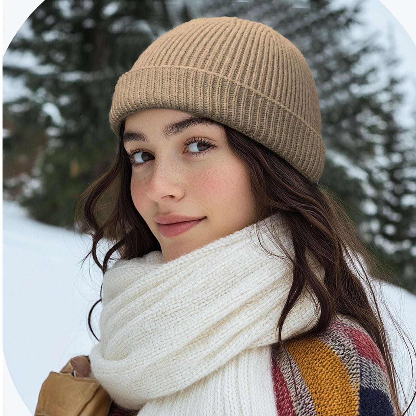 Croogo Docker Hats Round Beanie Hat Casual Lovers Visor-Less Sailor Skullcap Fashion Men's Landlord Hat Winter Hat,Khaki-CT47