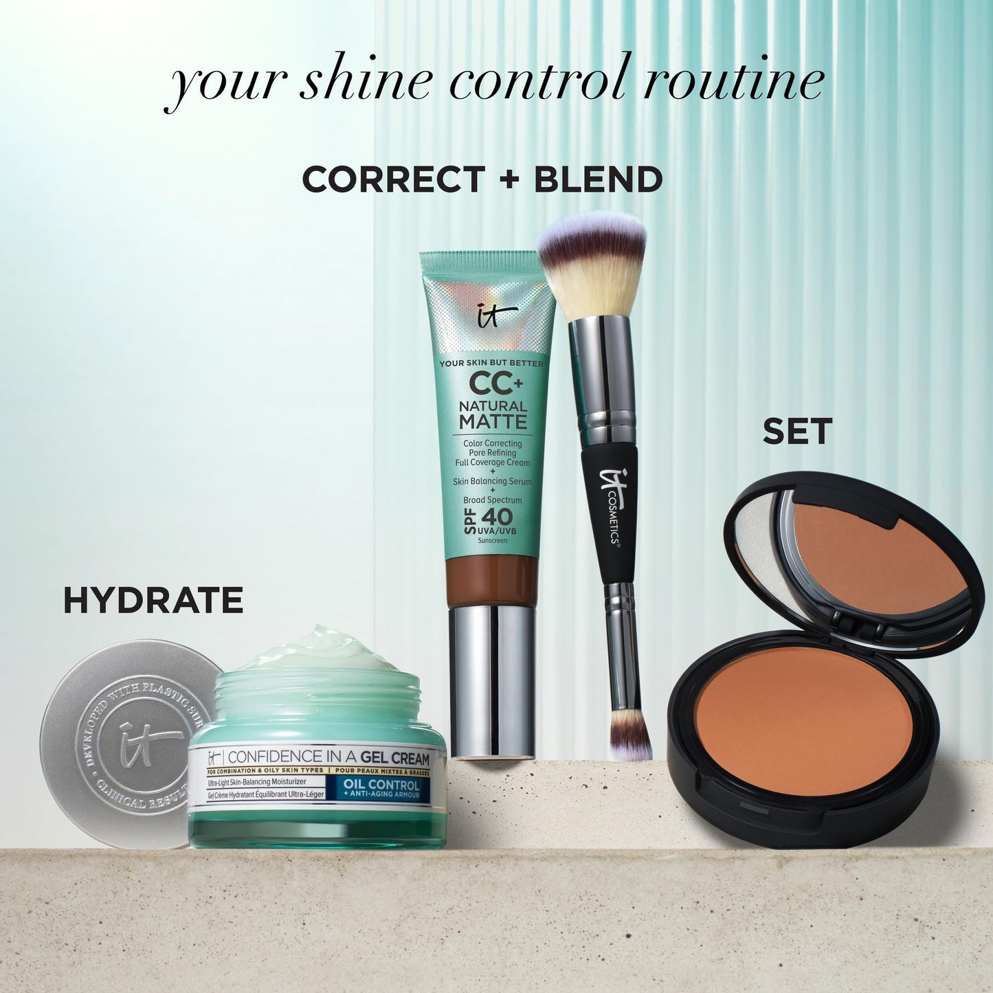 IT Cosmetics CC+ Cream Natural Matte Foundation with SPF 40 - Shine-Reducing & Long-Wear Full Coverage Foundation For Oily Skin - With Hyaluronic Acid - Non-Comedogenic, Tan Rich - 1.08 fl oz