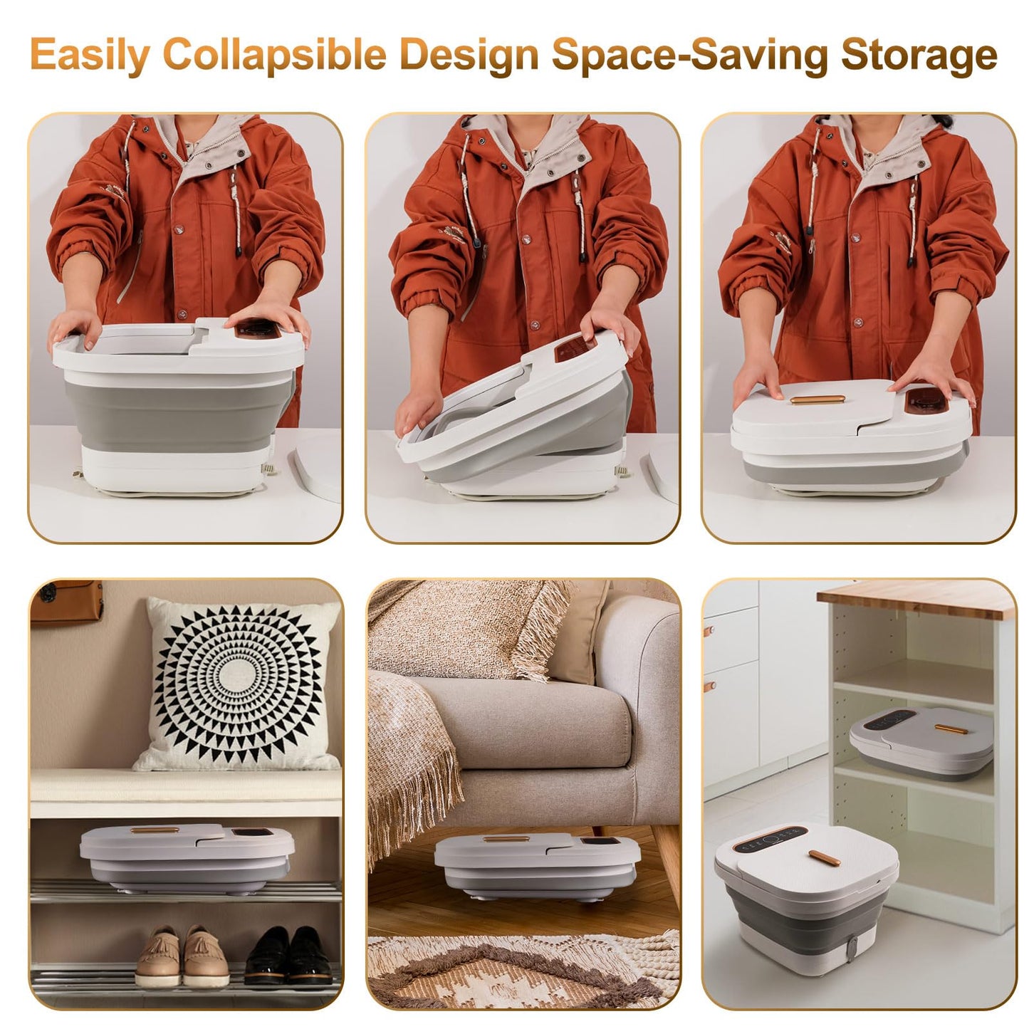 UNIFULL Collapsible Foot Spa Bath with Heat, Touch Screen, Remote Control, Massage Rollers, Timer, Bubble, Foot Pedicure Kit, Temperature Control Pedicure Foot Spa, Foot Bath