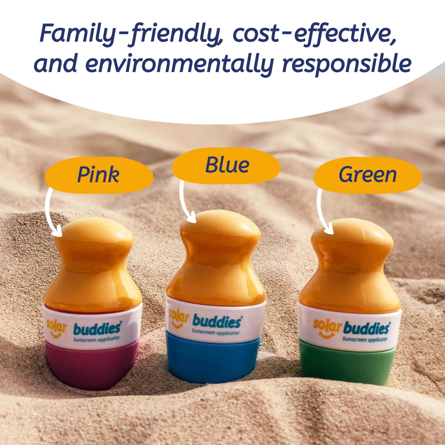 Solar Buddies Sunscreen Applicator - Single Full Green - Refillable Roll on Sponge Sunscreen, Suncream & Lotion Applicator For Kids, Adults & Families - Holds 3.4fl oz, Perfect Size for Travel