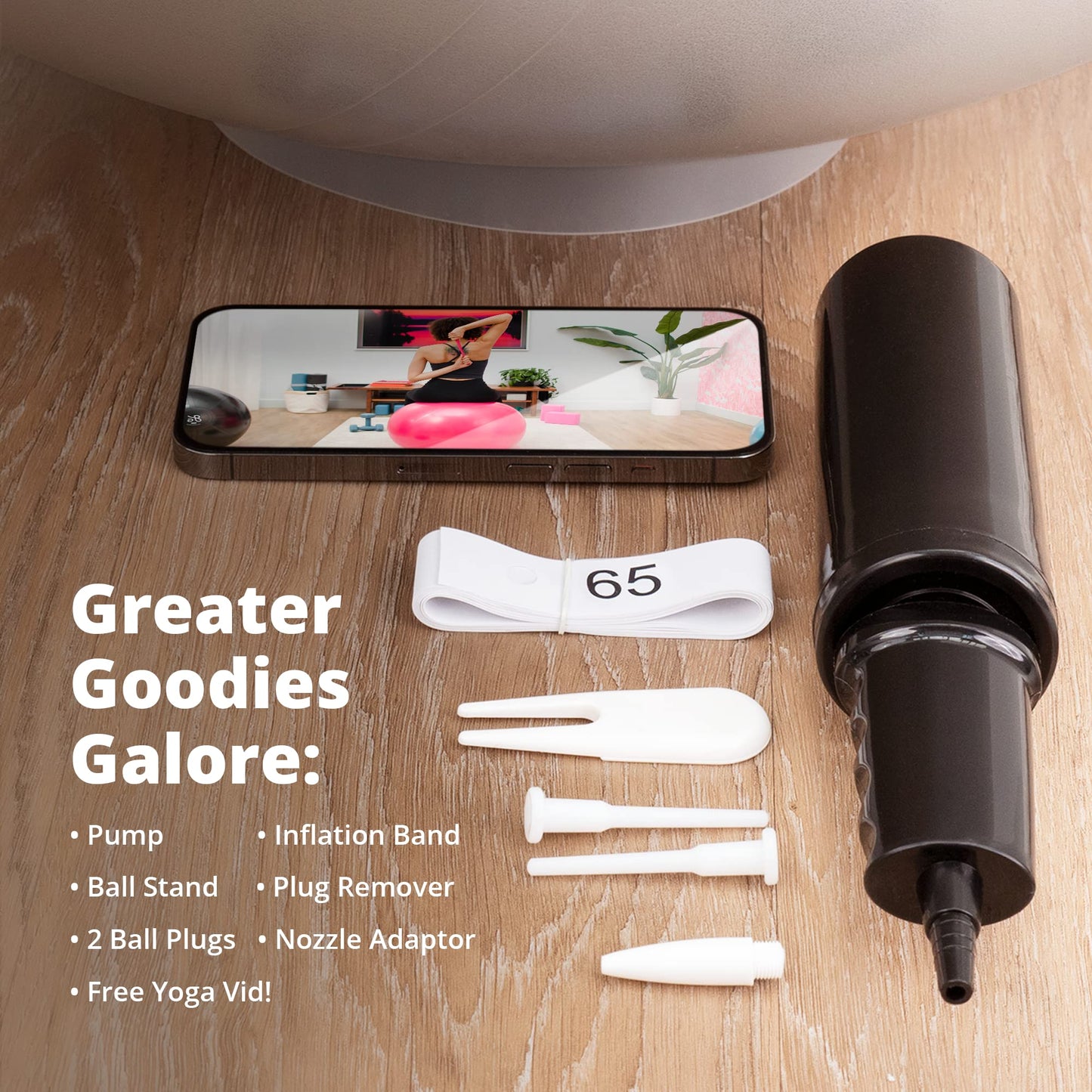 Greater Goods Exercise Ball - Yoga Ball for Working Out, Balance, Stability, and Pregnancy, Pebble Gray, 55cm