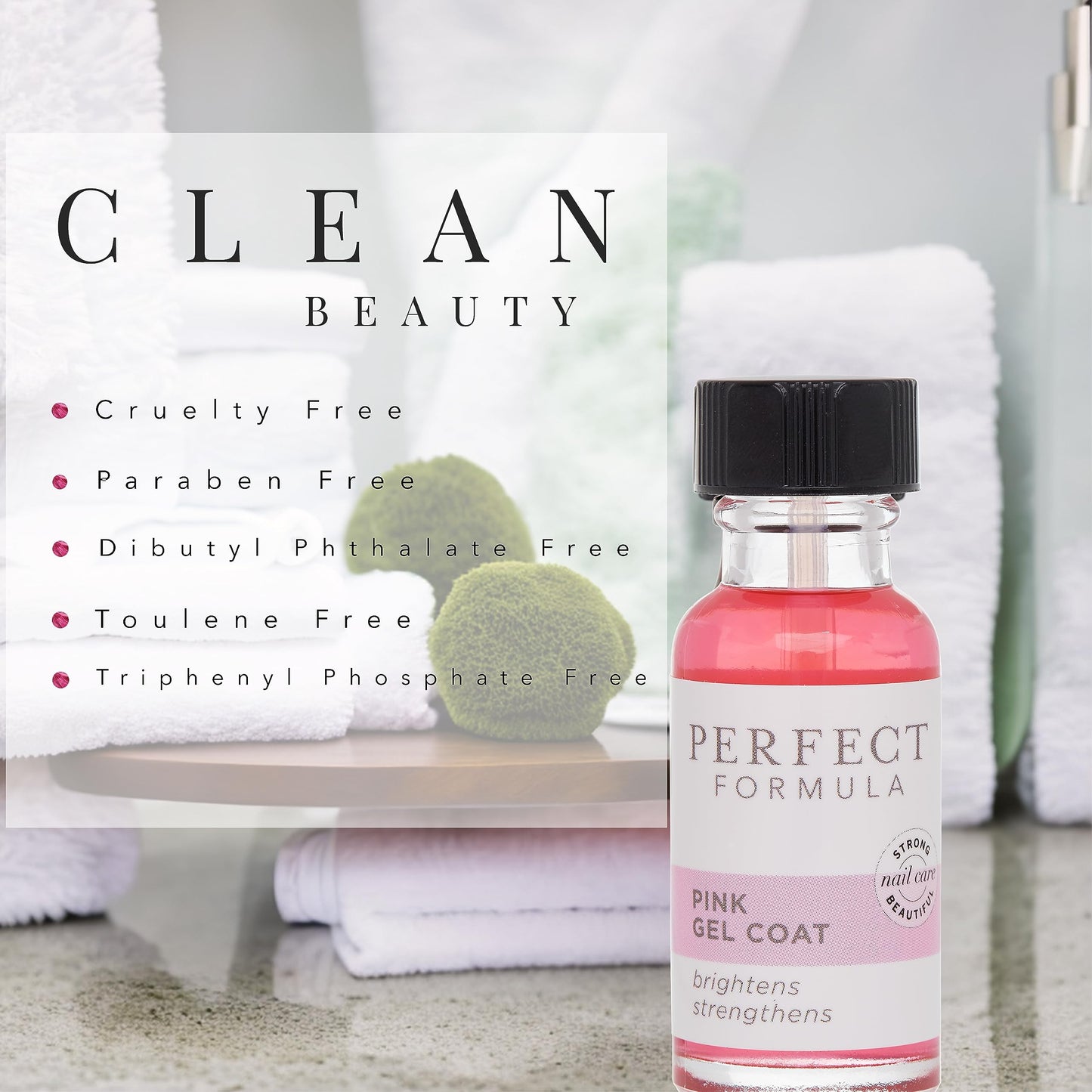 Perfect Formula Pink Gel Coat - Nail Strengthener and Strengthening Polish for Women, Extra Strong Nail Hardener, Keratin Treatment for Damaged Fingernails