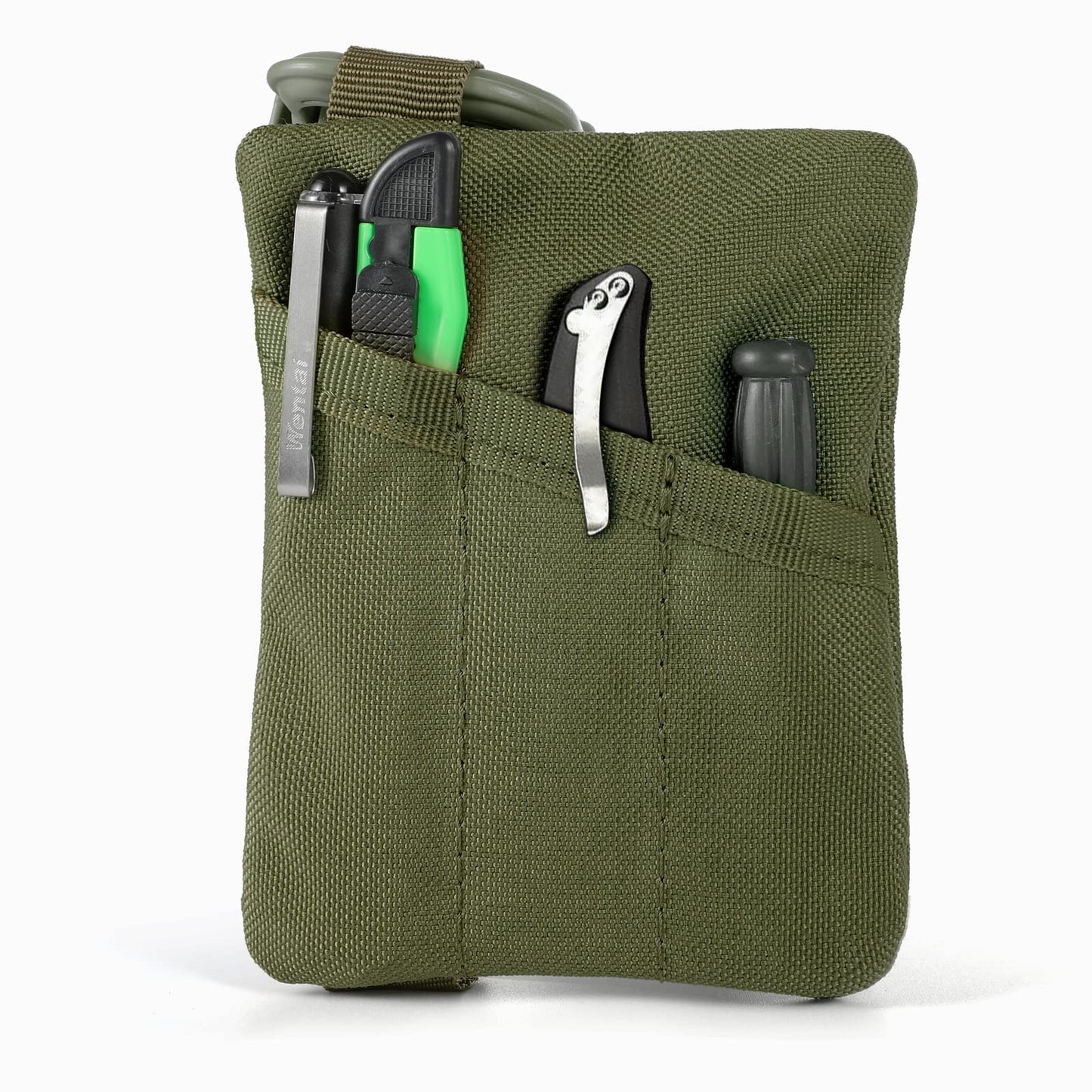 FRTKK 2 Pack Tactical Compact EDC Pouches, Military Molle Utility Pouch Organizer Pouch, Coin Purse Keychain Pocket Credit Card Holder Waist Pack (Army Green 3)