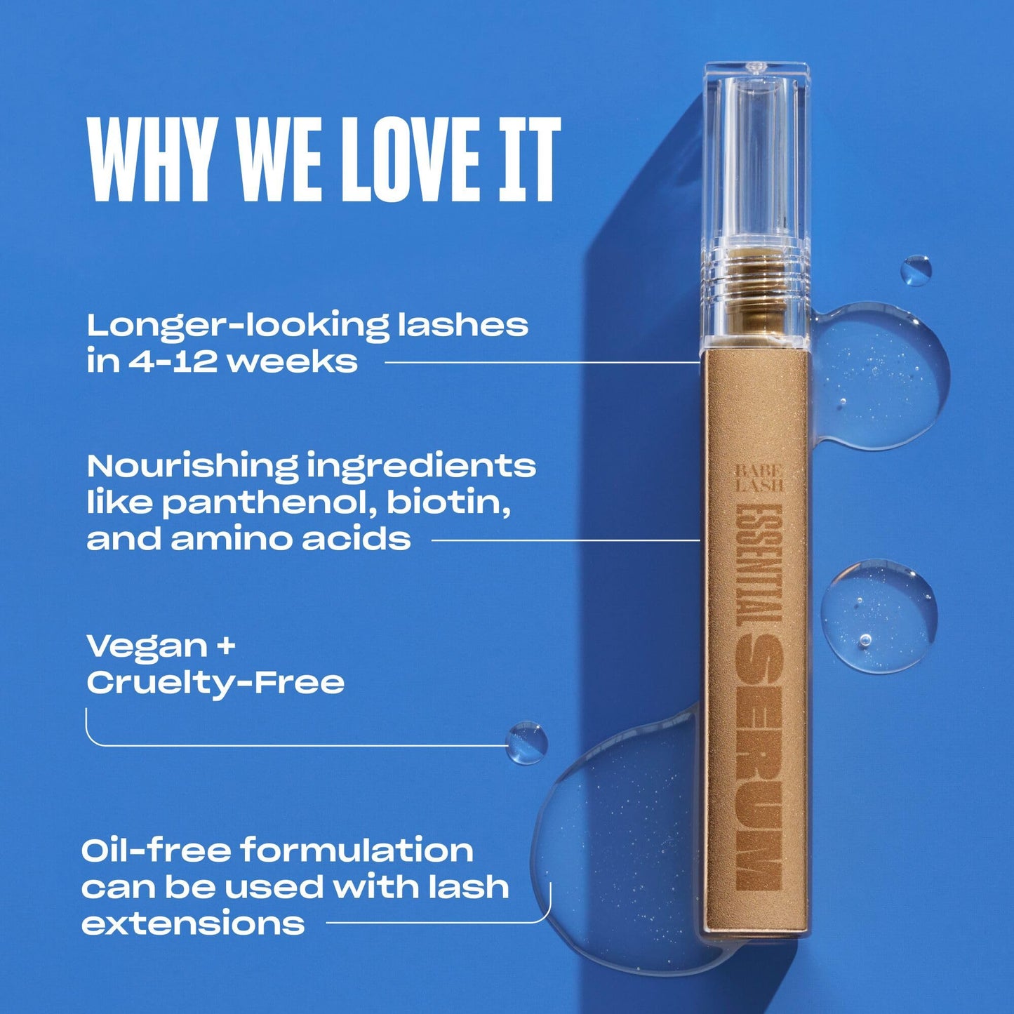 Babe Original Lash Serum - Fuller & Longer Looking Eyelashes, Lash Enhancing Serum, for Natural Lashes and Lash Extensions, 1mL, Starter Supply