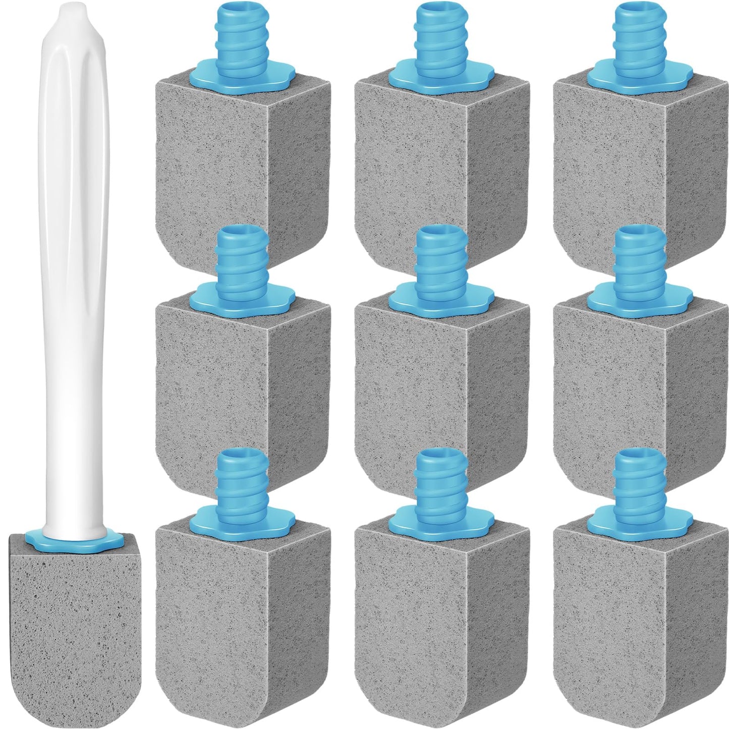 Qinyoung 10 Pcs Pumice Stone Toilet Bowl Cleaner Toilet Pumice Stone with Long Handle Cleaning Block for Pool Sink (Dark Blue)
