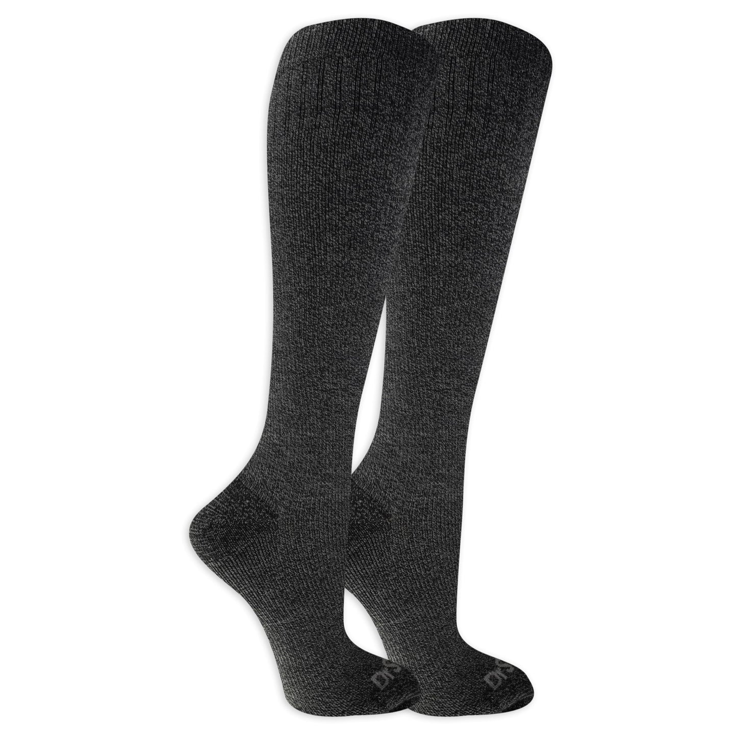 Dr. Scholl's Women's Graduated Compression Marled Pattern Knee High Socks 2 Pair Pack, Black, Fits Women's shoe size 4-10