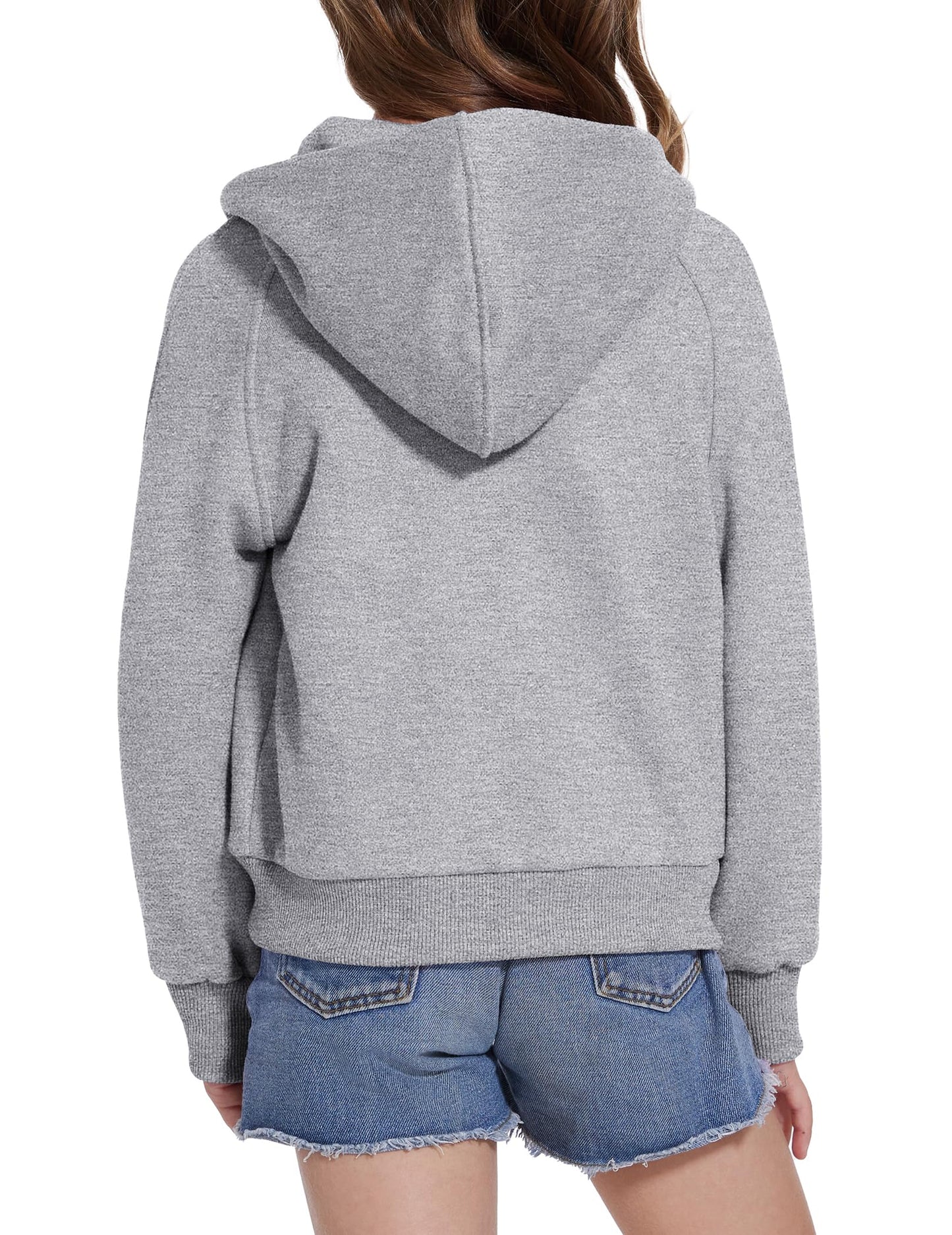 Fdqin Sweatshirt for Girls Zipper Up Cropped Hoodies for Teen Girls Sweatshirts Size 10-12 Winter Clothes Grey 7-8 Years